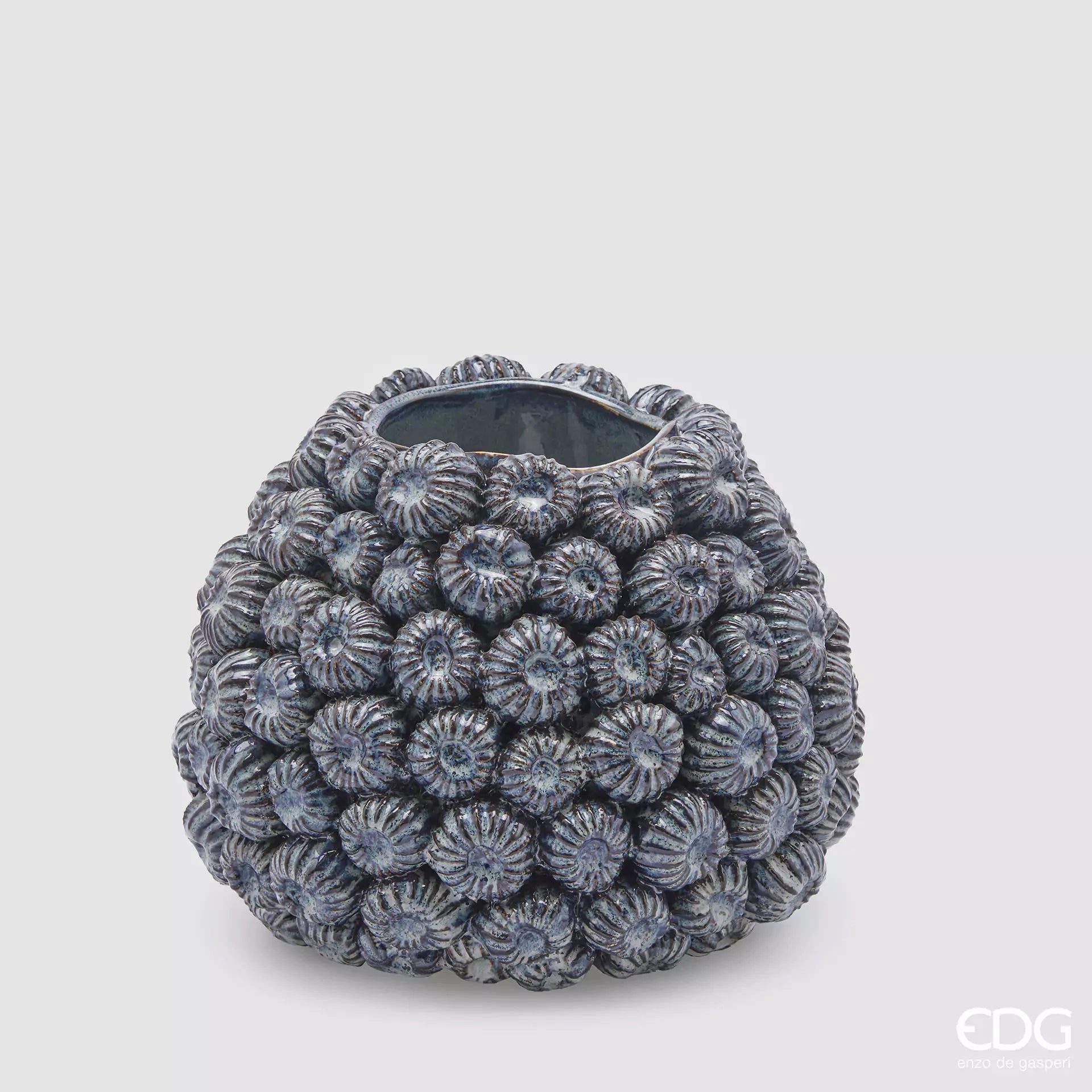 enzo de gasperi Dekovase Designervase mit Seeigeln verziert - lasierte Keramik H 21 cm Ø 26 cm (verschiedene Größen können kombiniert werden)