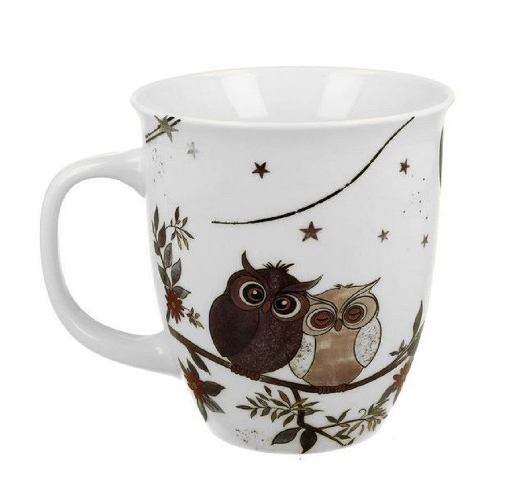 Duo-Gift Becher Klassische Sommer Blumen Planzen / Waldtieren / Frühling Mug Motiv, Porzellan : ca. 650 Charmante Eulen / Eule Kollektion, Ideal als Geschenk / Sammlung / Dekoration