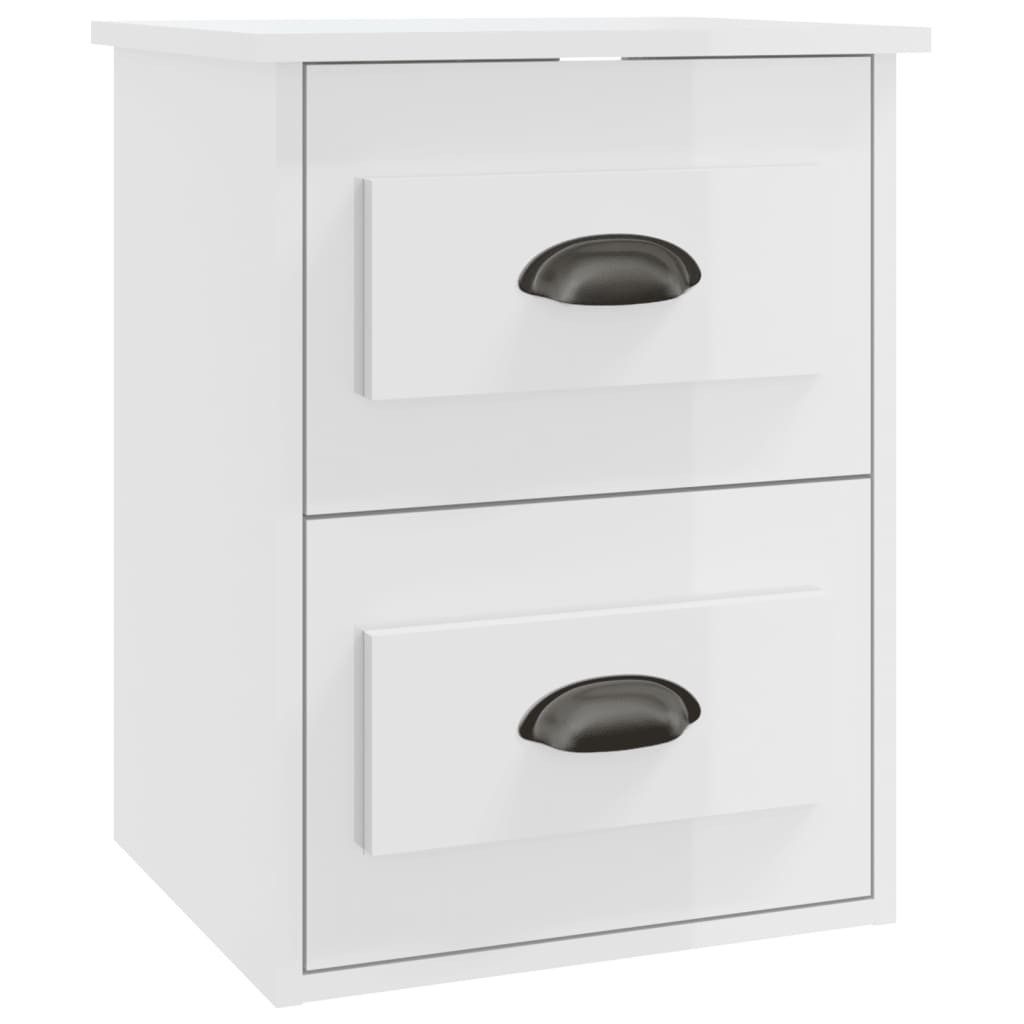 vidaXL Nachttisch Wand-Nachttisch Hochglanz-Weiß 41,5x36x53 cm (1-St)