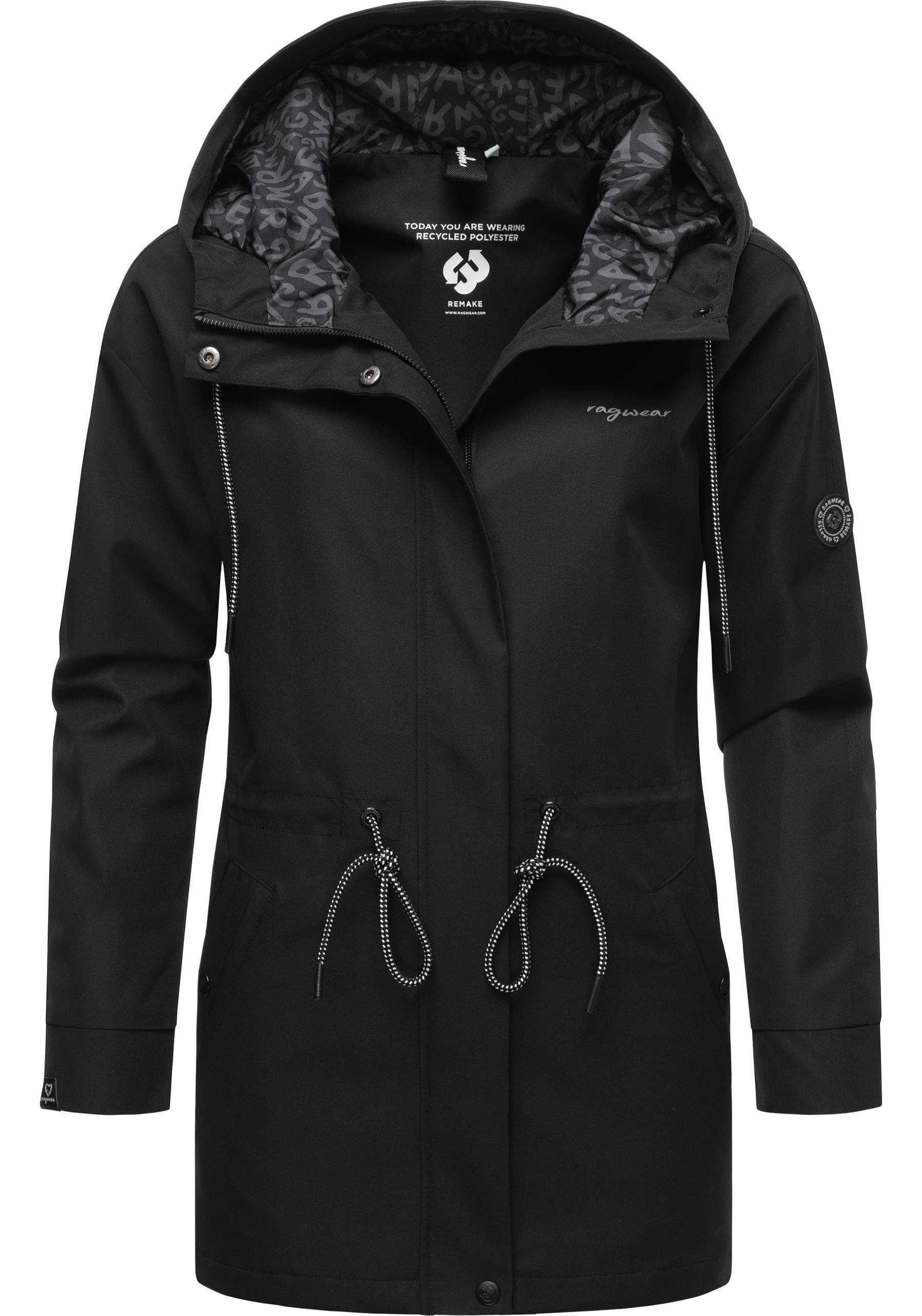 Ragwear Outdoorjacke Urbanna Remake stylische recycelten Übergangsjacke aus Materialien Damen schwarz