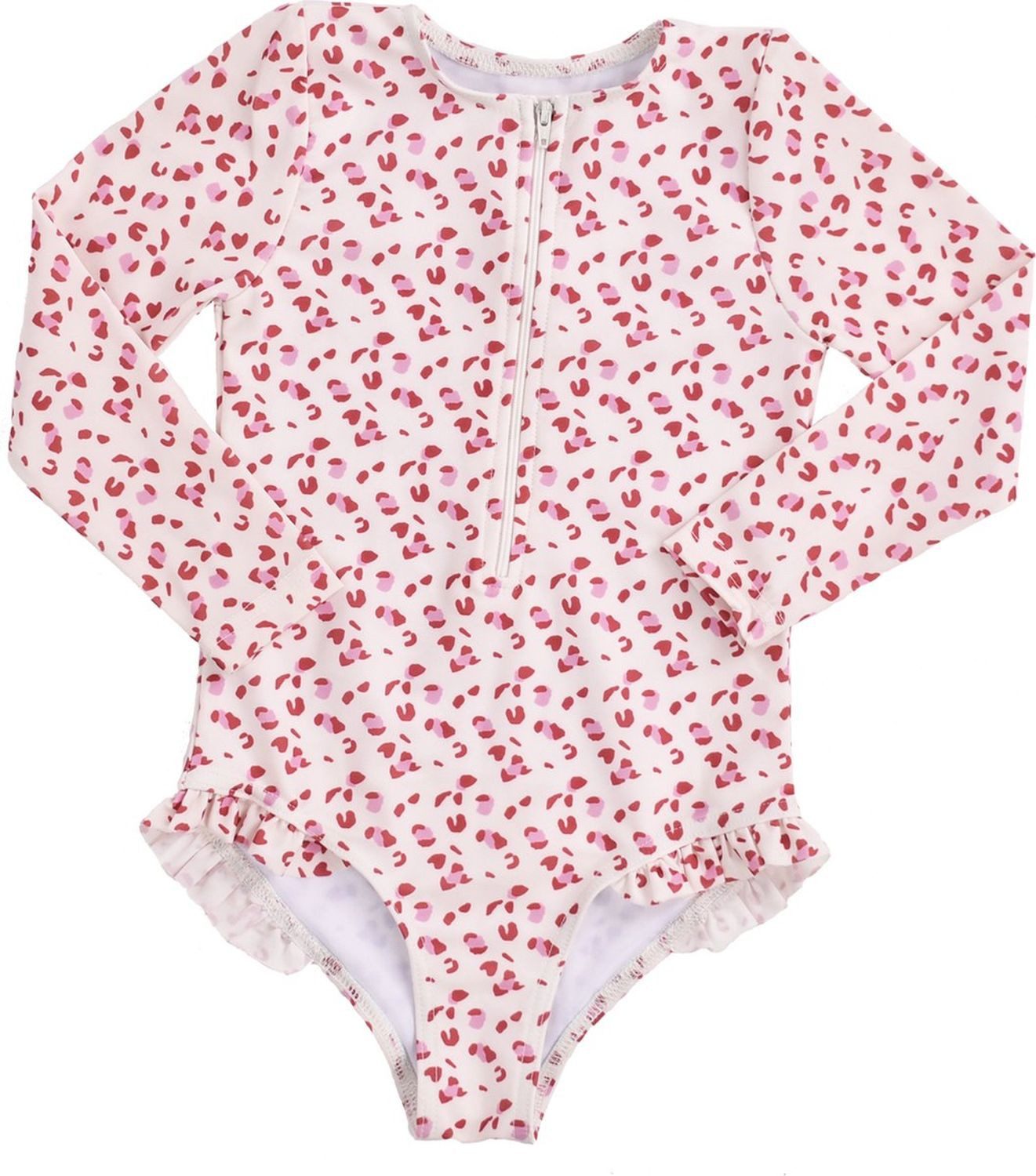 Badeanzug Swim Essentials Langarm-UV-Badeanzug, für Mädchen altrosa Leoparden