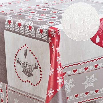 laro Tischdecke Wachstuch-Tischdecken Abwaschbar Weihnachten Herz. Flocken rechteckig