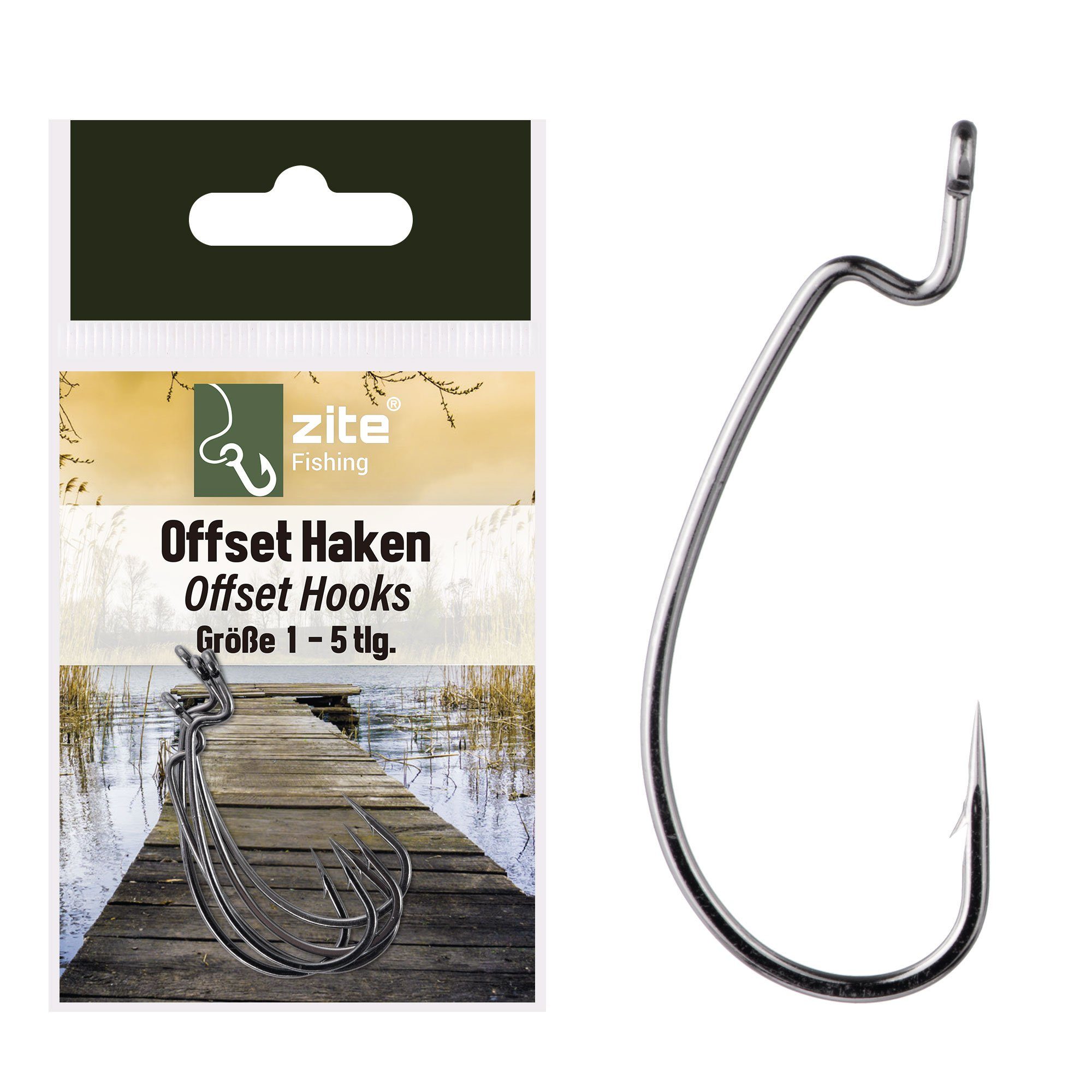 Zite Offset-Haken Set Zander zum 1 Angelhaken Barsch auf & Spinnfischen Größe