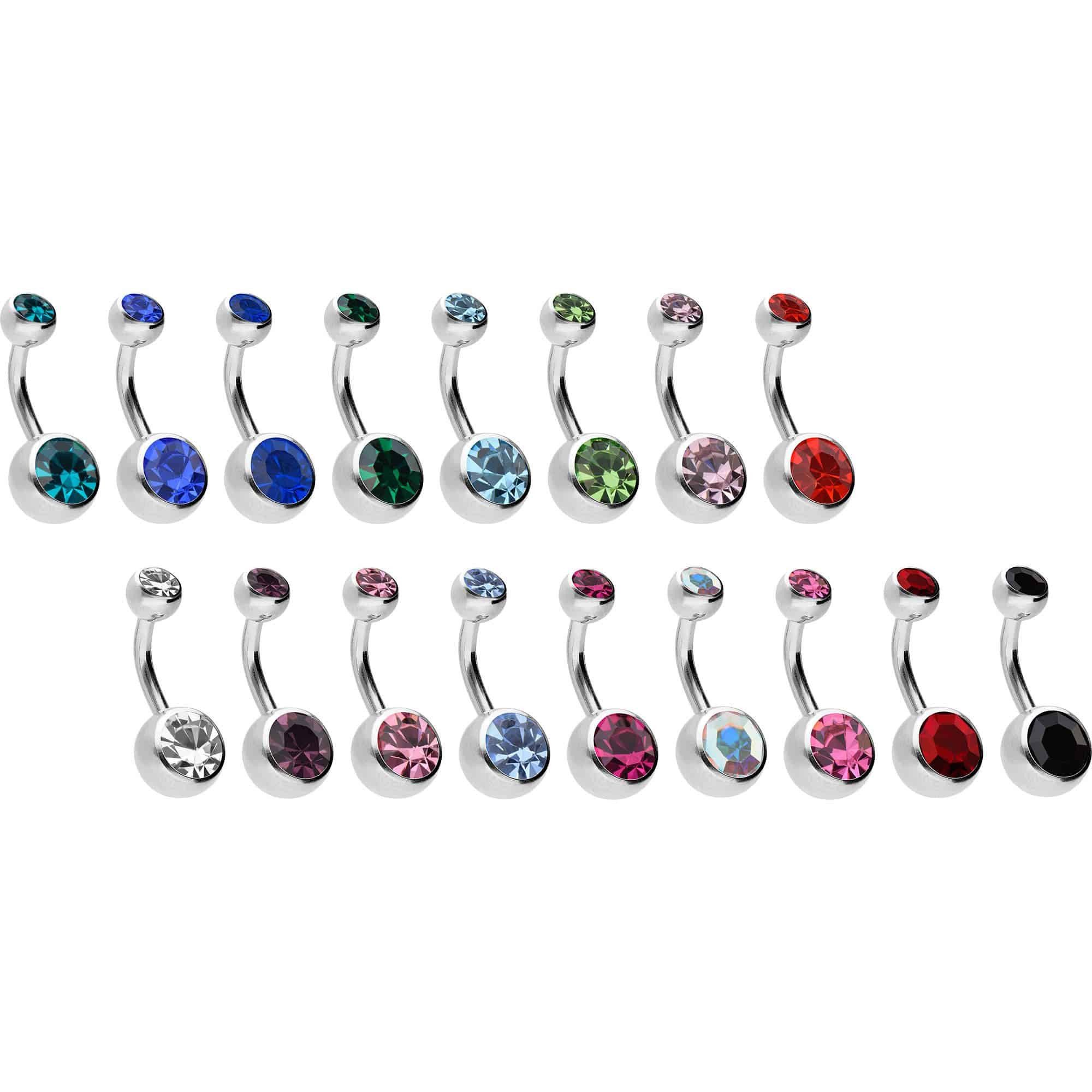 PIERCINGLINE Bauchnabelpiercing Chirurgenstahl Bananabell ZWEI KRISTALLE (Bananabells, 1-tlg)