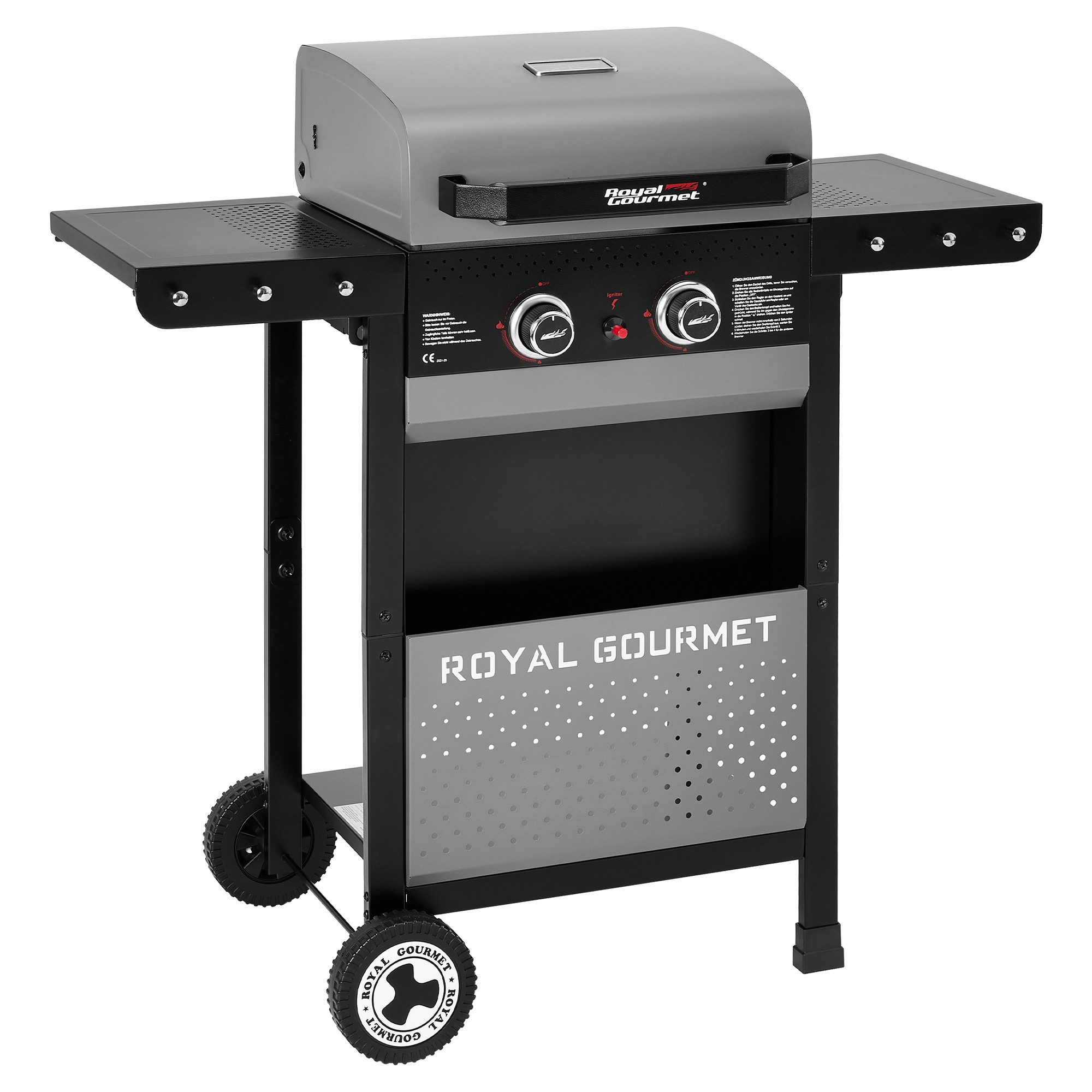 Royal Gourmet Gasgrill Grillwagen mit Gasbrennern, 2-Brenner (5 kW) oder 4-Brenner (10 kW), 2-Brenner, Grillwagen mit zwei 2,5 kW-Brennern
