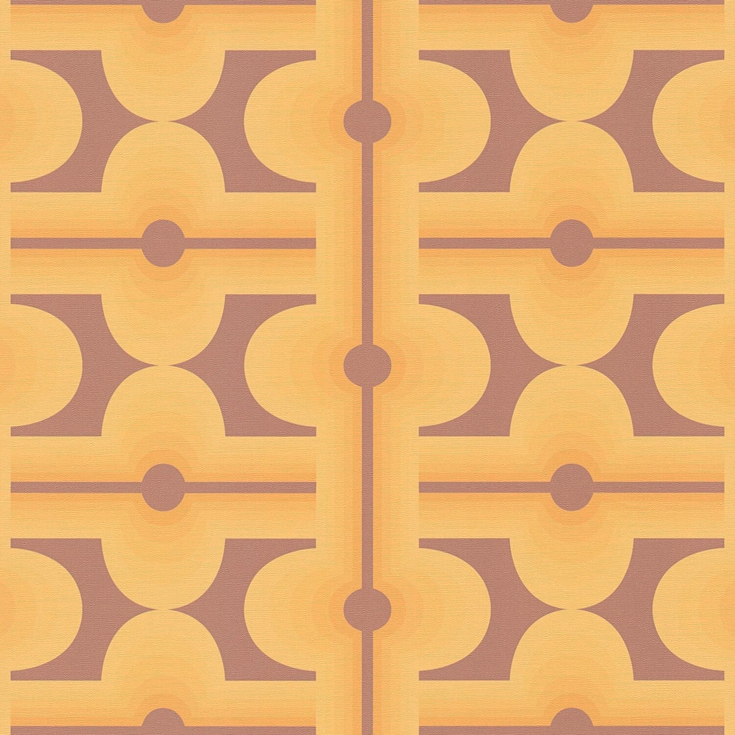 Profhome Vliestapete 395334-GU Retro Tapete geometrisch matt orange braun rot-braun, geprägt, (1 Rolle, 4,51 qm), heißgeprägte Vliestapete, orange