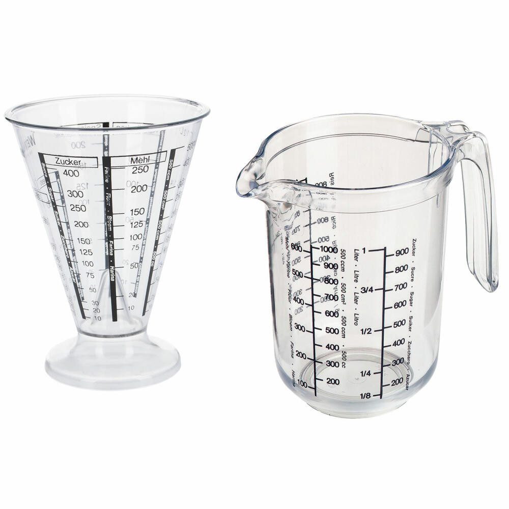 WESTMARK Messbecher Set, 2-tlg.: 1 Messkanne + 1 Messbecher, Füllvolumen: 0,5 + 1 Liter, SAN
