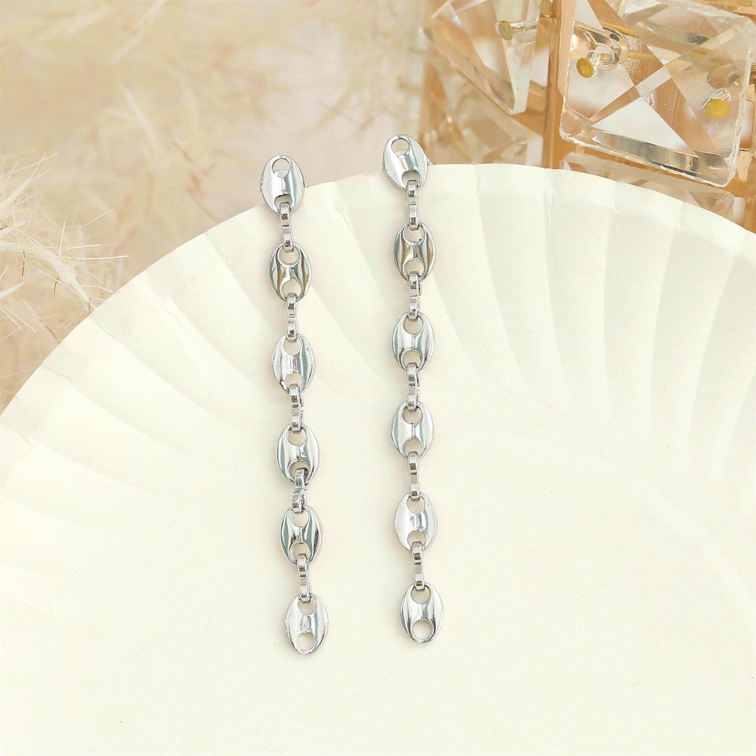 Made by Nami Ohrring-Set Hängend Statement Ohrringe Silber aus Chirurgischem Edelstahl, Festival Schmuck Damen Wasserfester Schmuck Hypoallergen