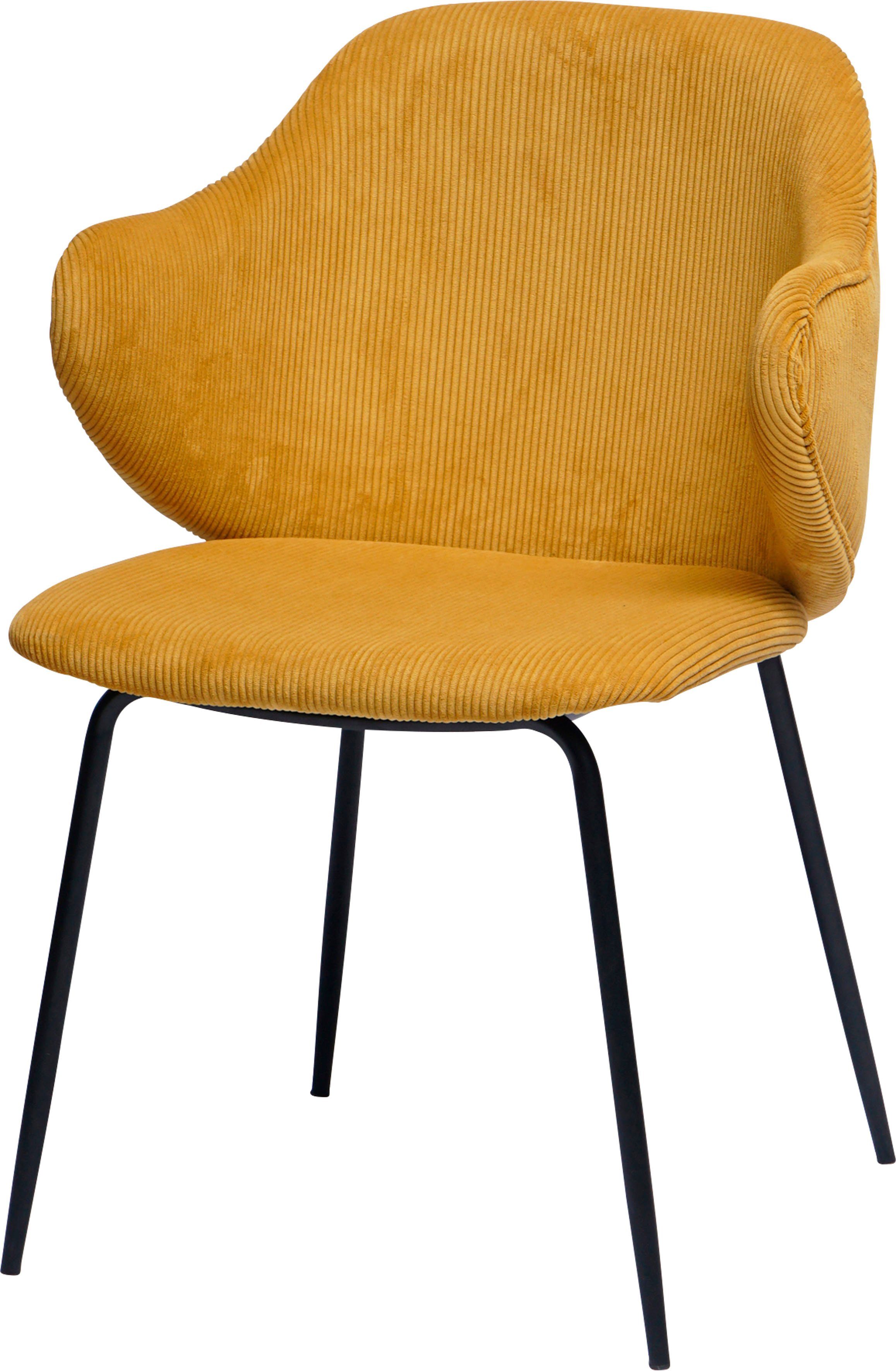 SalesFever Armlehnstuhl (Set, 2 St), Bezug in Cord-Optik Gold/Schwarz | Gold | Stühle
