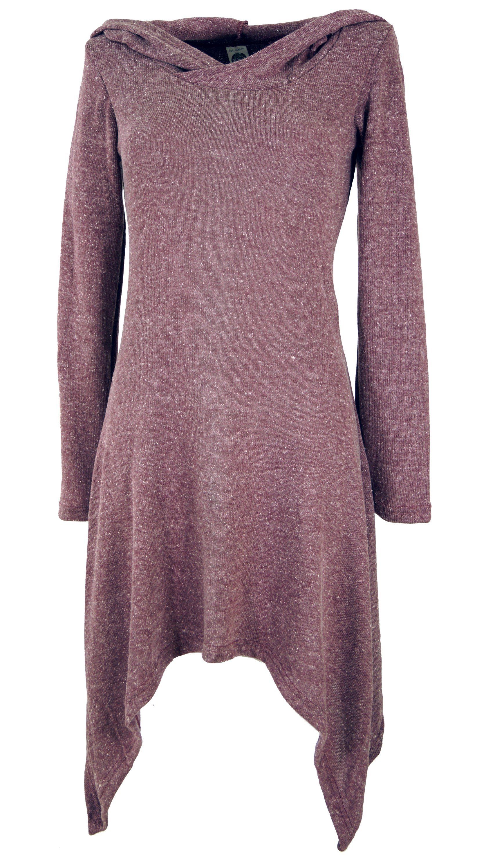 Elfen Kapuze, Pullover.. alternative Midikleid mit Pixikleid Bekleidung Feinstrick Guru-Shop altrosa