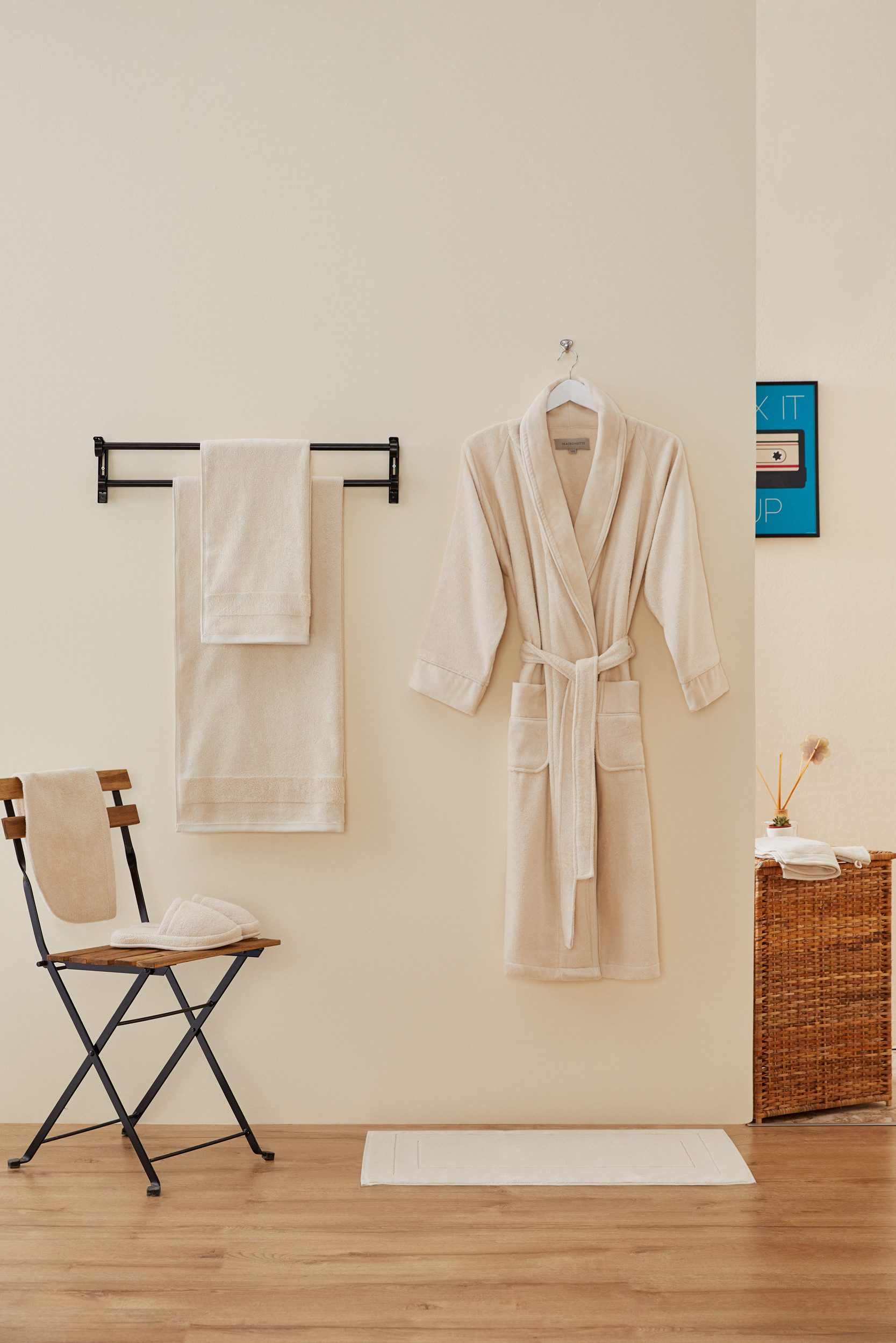 Egeria Unisex-Bademantel Fresh, Baumwolle, Schalkragen, Gürtel, Schalkragen