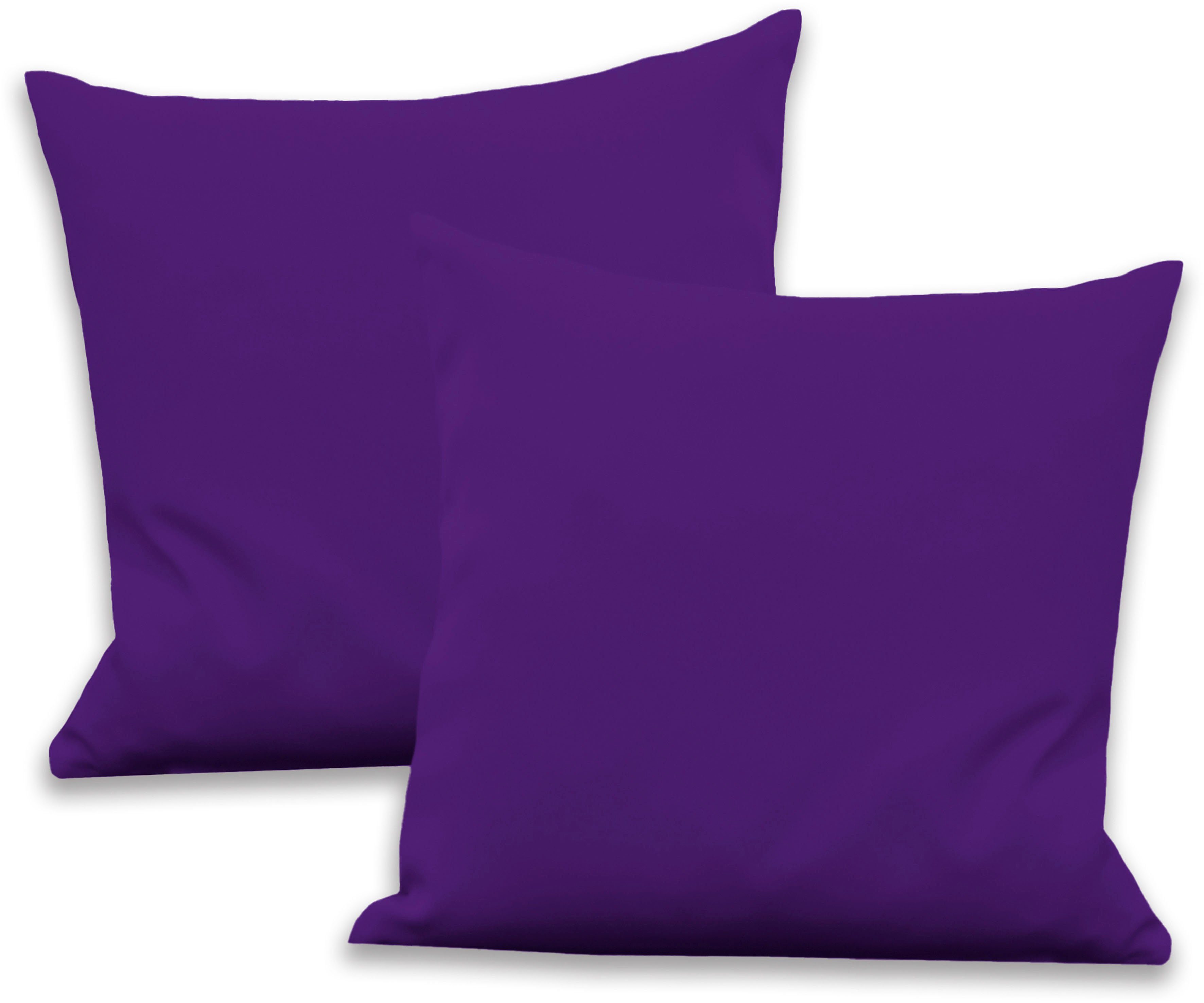 VHG Dekokissen Leon, Reißverschluss, Kissenhülle ohne Füllung, 2 Stück, unifarben violett