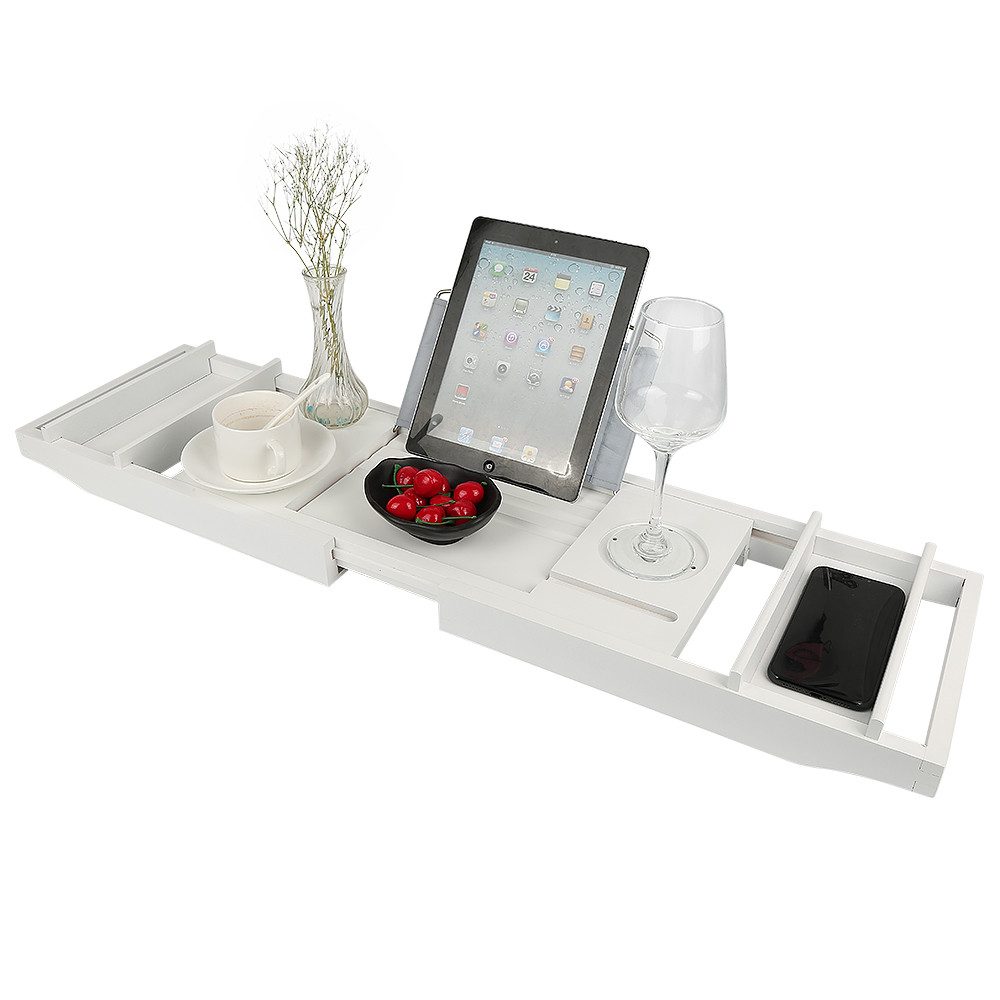 JEOBEST Badewannenablage Verstellbar Badewannenbrett mit Buchstützen, Bambu günstig online kaufen