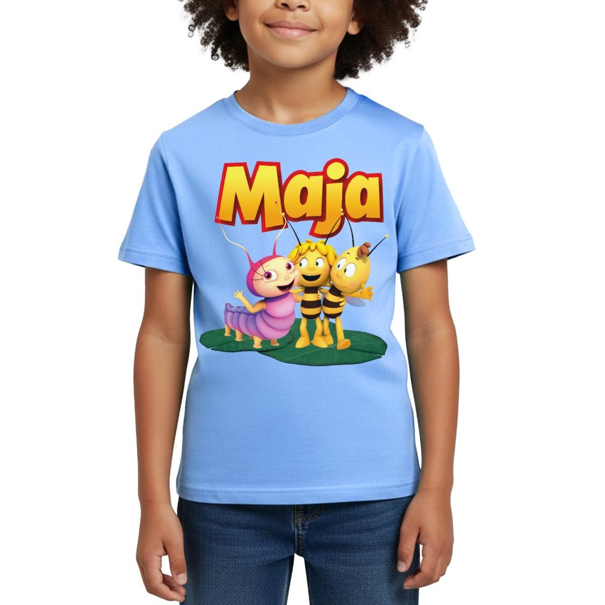 Spreadshirt T-Shirt Biene Maja mit Willi und Raupe Ulla Kinder T-Shirt (1-tlg)