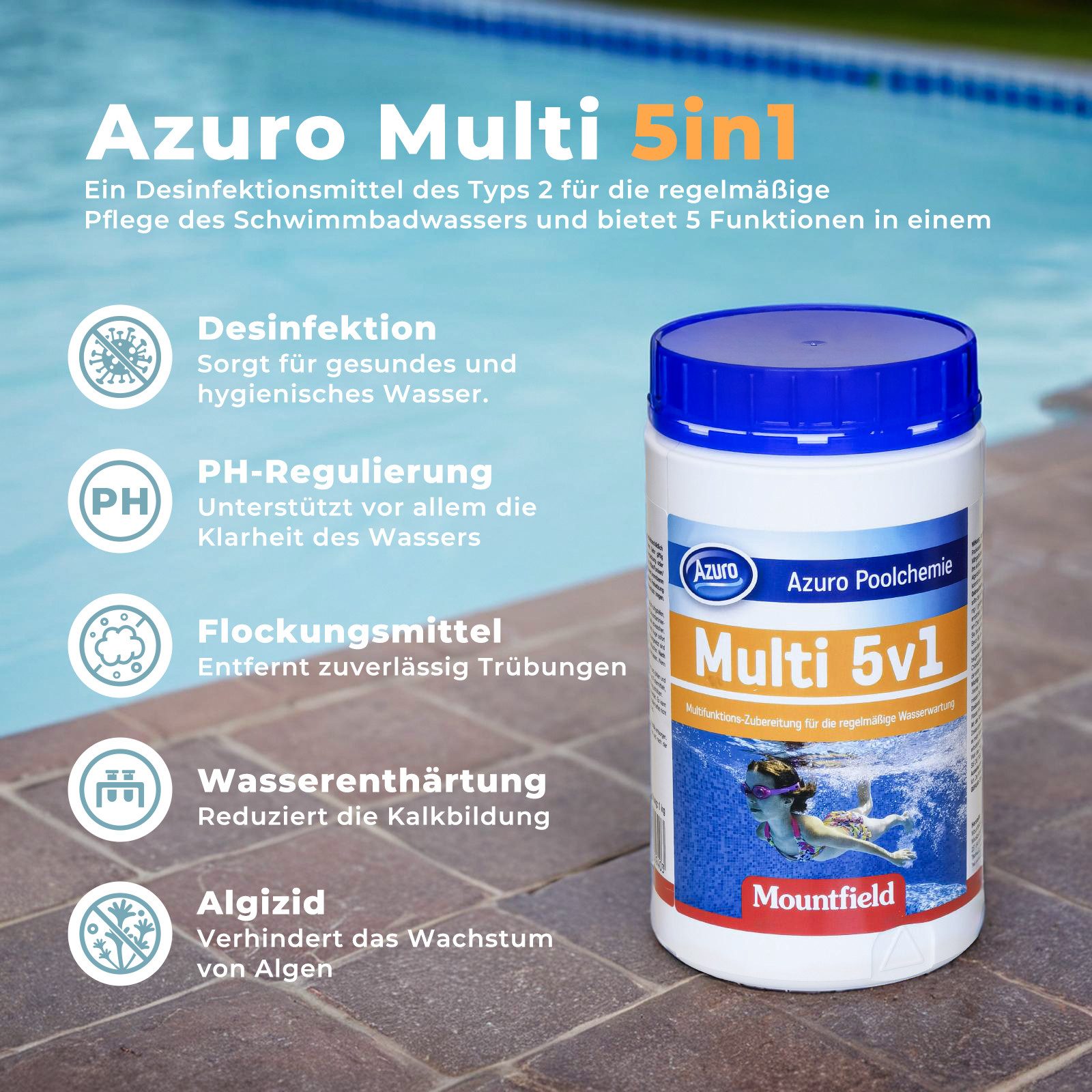 Azuro Chlortabletten 5 in 1 Chlor Multitabs 200g langsamlöslich für Pools, günstig online kaufen