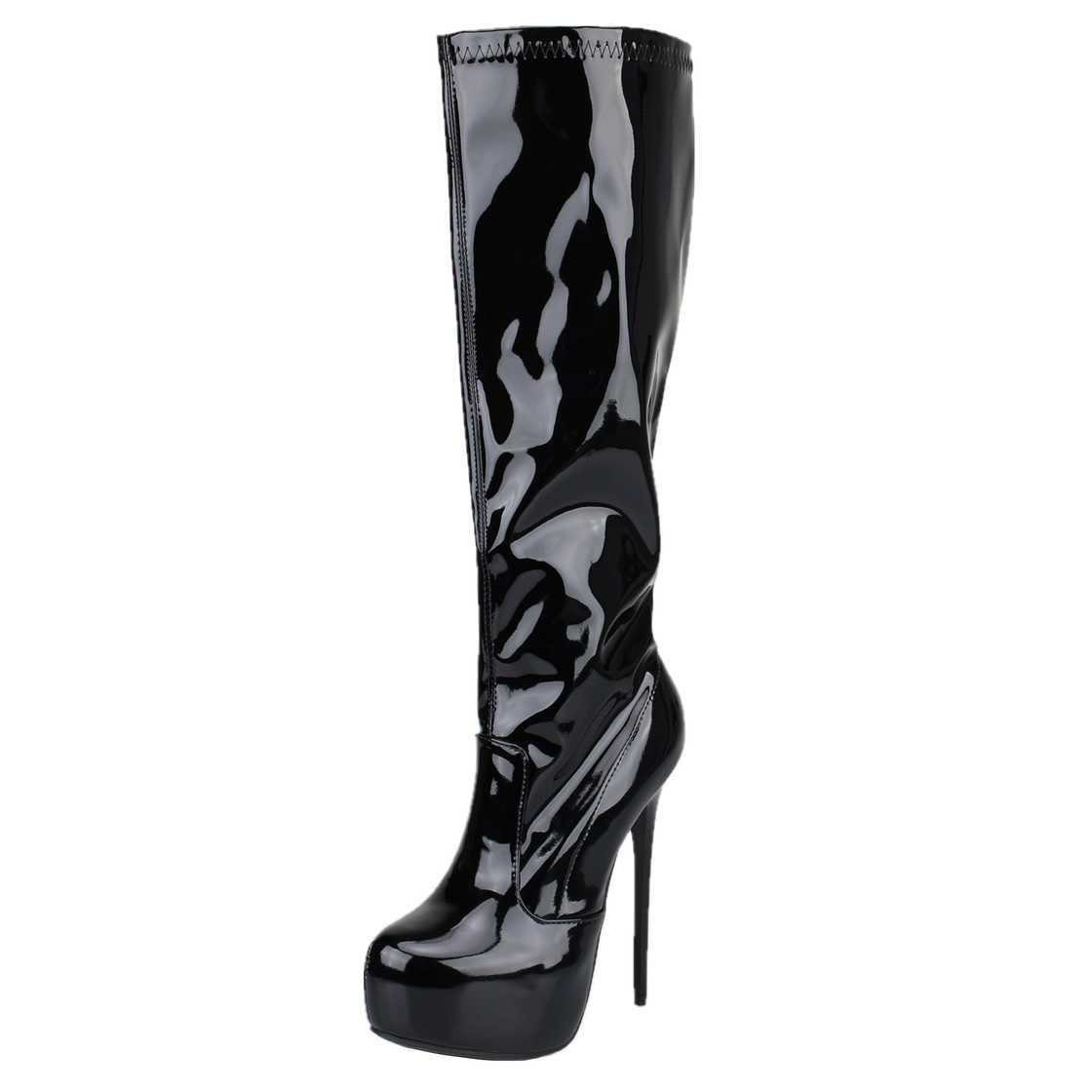 Erogance Erogance Stretchlack High Heel Stiefel E2000 Größe 36 - 46 High-Heel-Stiefel vegan