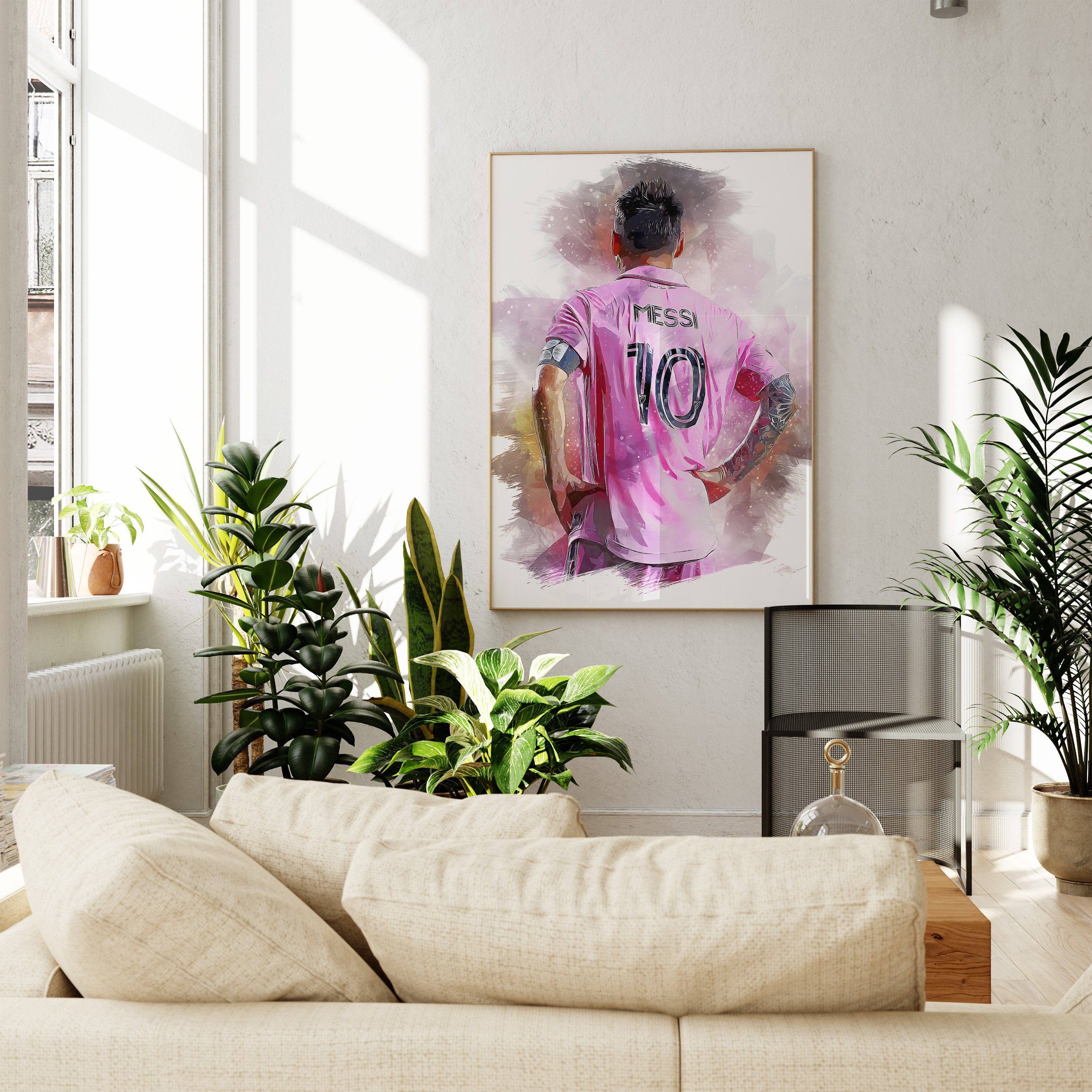 JUSTGOODMOOD Poster ® ohne · Miami Poster Inter Lionel 10 Messi Rahmen Fußball ·