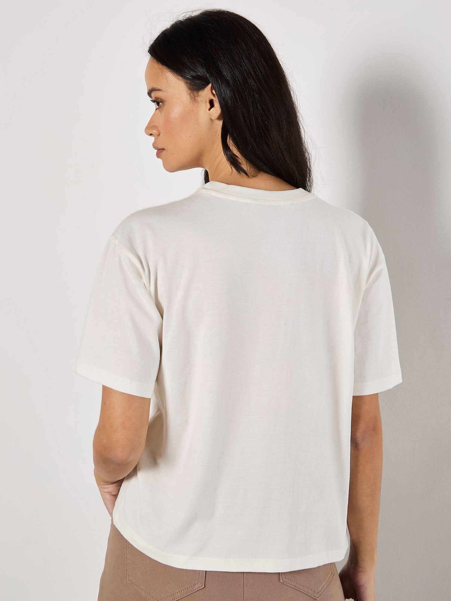 Apricot Blusentop Kurzshirt mit Schmetterlingsdruck günstig online kaufen