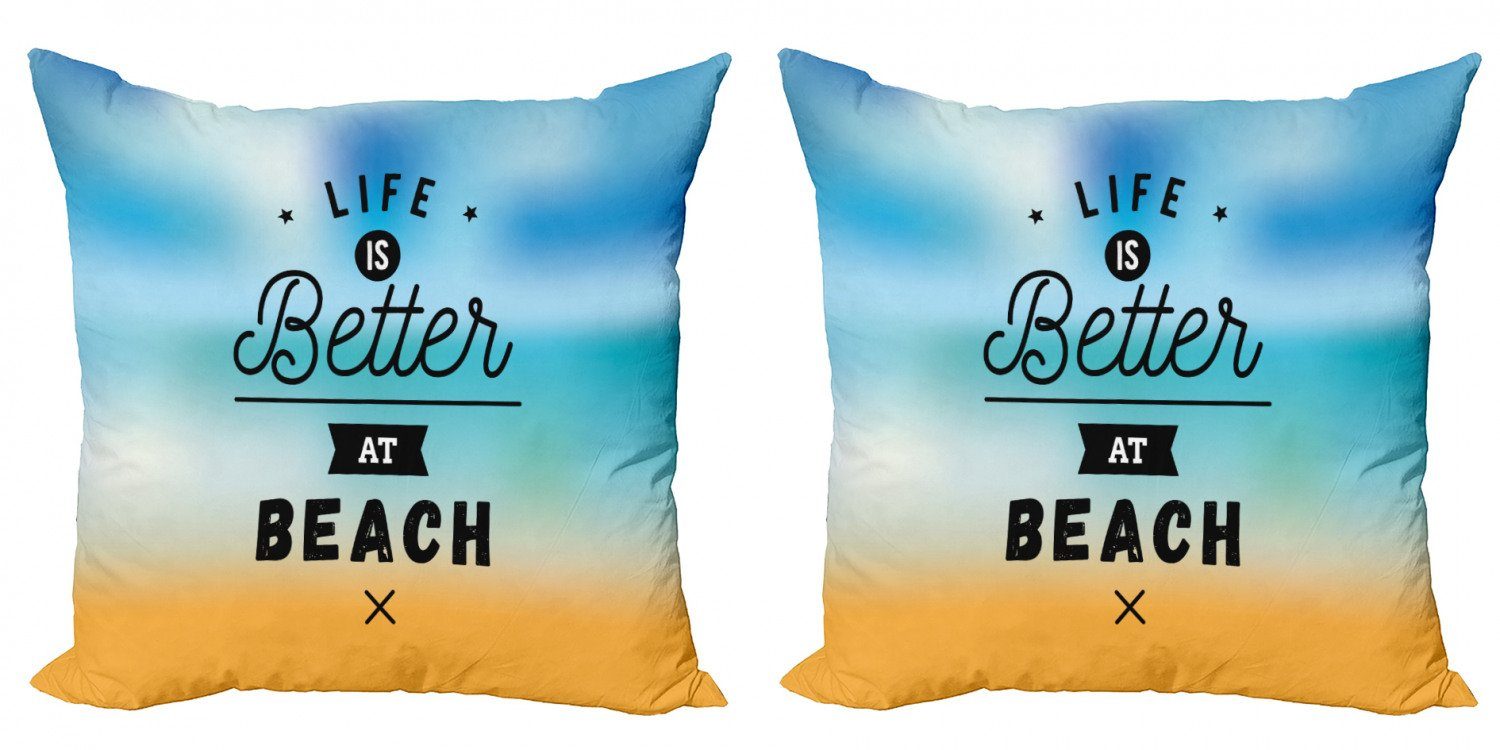 Kissenbezüge Modern Accent Doppelseitiger Digitaldruck, Abakuhaus (2 Stück), Strand-Zitat Das Leben ist besser Strand