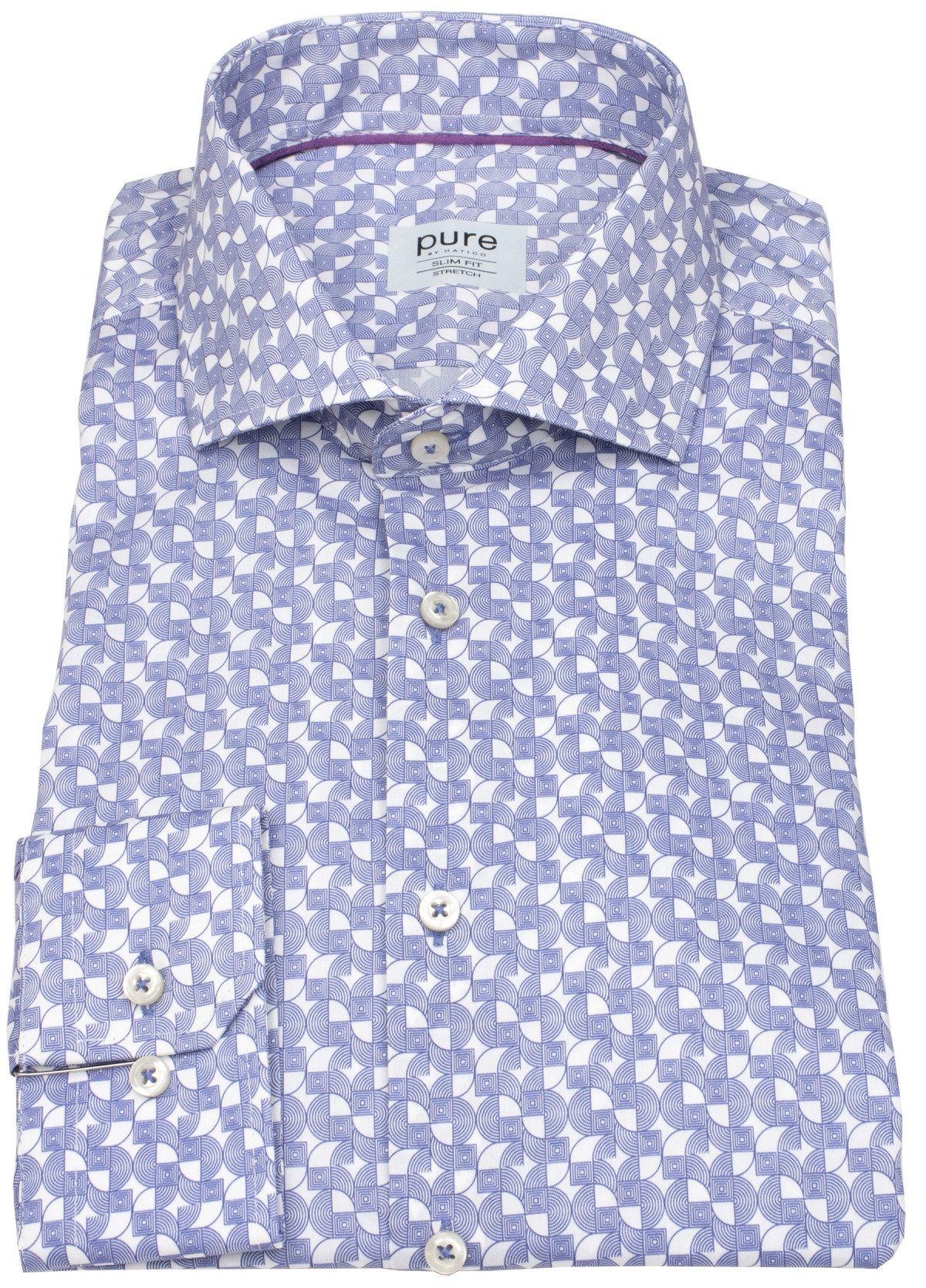 Pure Langarmhemd Slim Fit stark tailliert Haifischkragen
