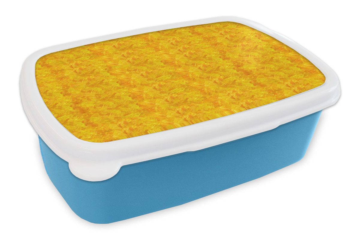 MuchoWow Lunchbox Fließend - Öl - Farbe - Gelb, Kunststoff, (2-tlg), Brotdose, Lunchbox, Brotbox für Kinder und Erwachsene