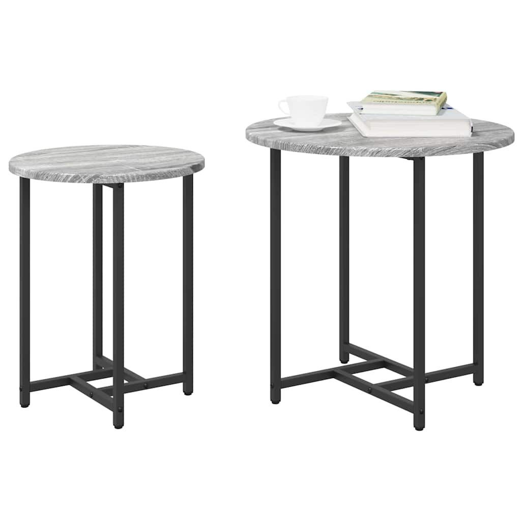 vidaXL Beistelltisch Beistelltisch-Set 2 stk. Grau Sonoma und Schwarz (2-St)