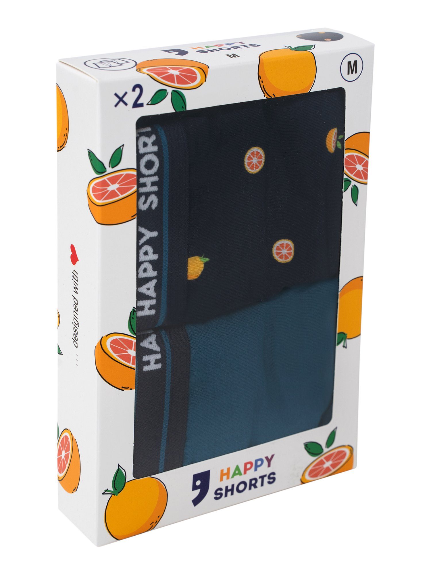 (2-St) Boxer SHORTS Grapefruit HAPPY Print Sets Retro