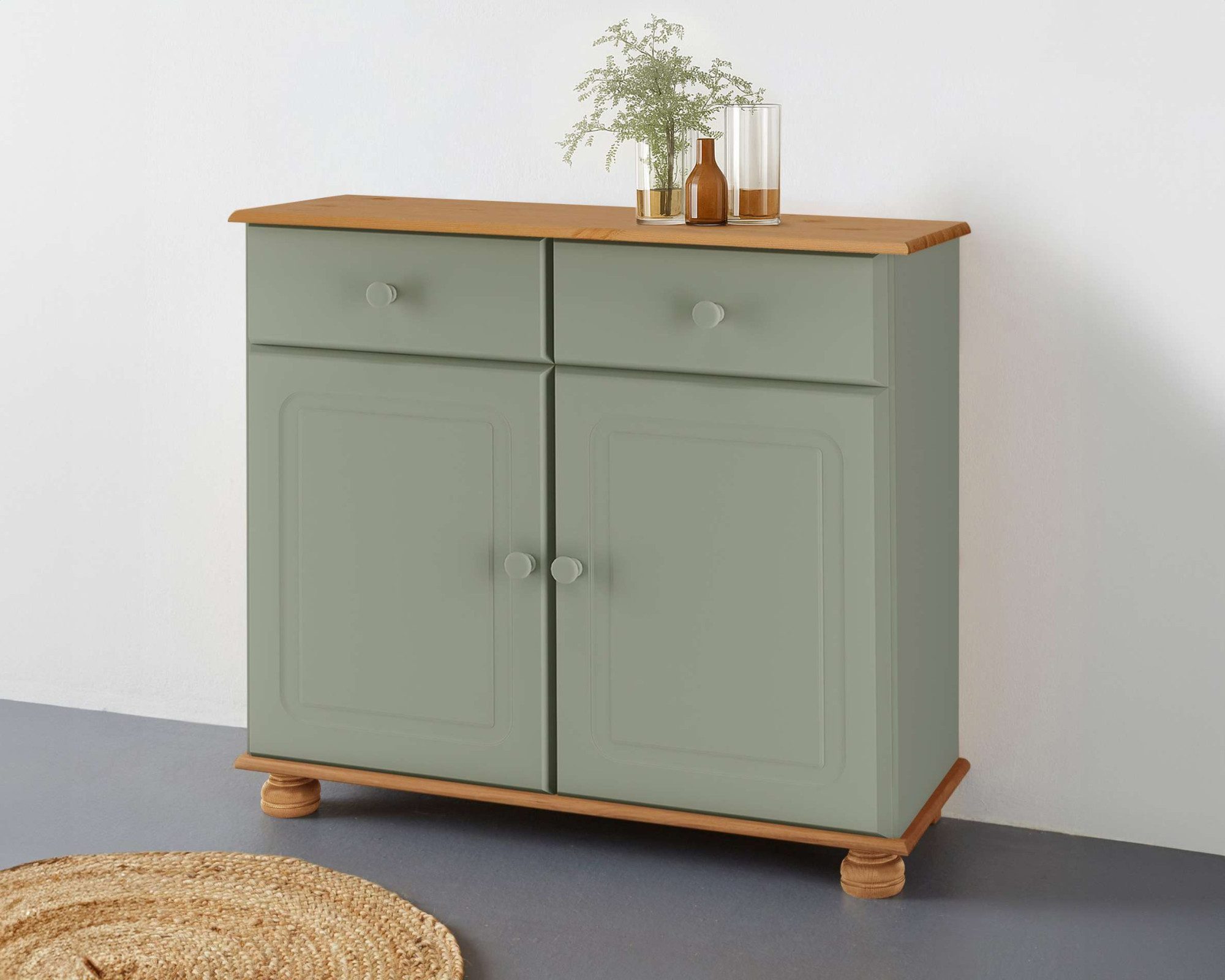 OTTO home Sideboard Mette, Kommode mit gefrästen, kugelförmigen Füßen, Breite 80 cm