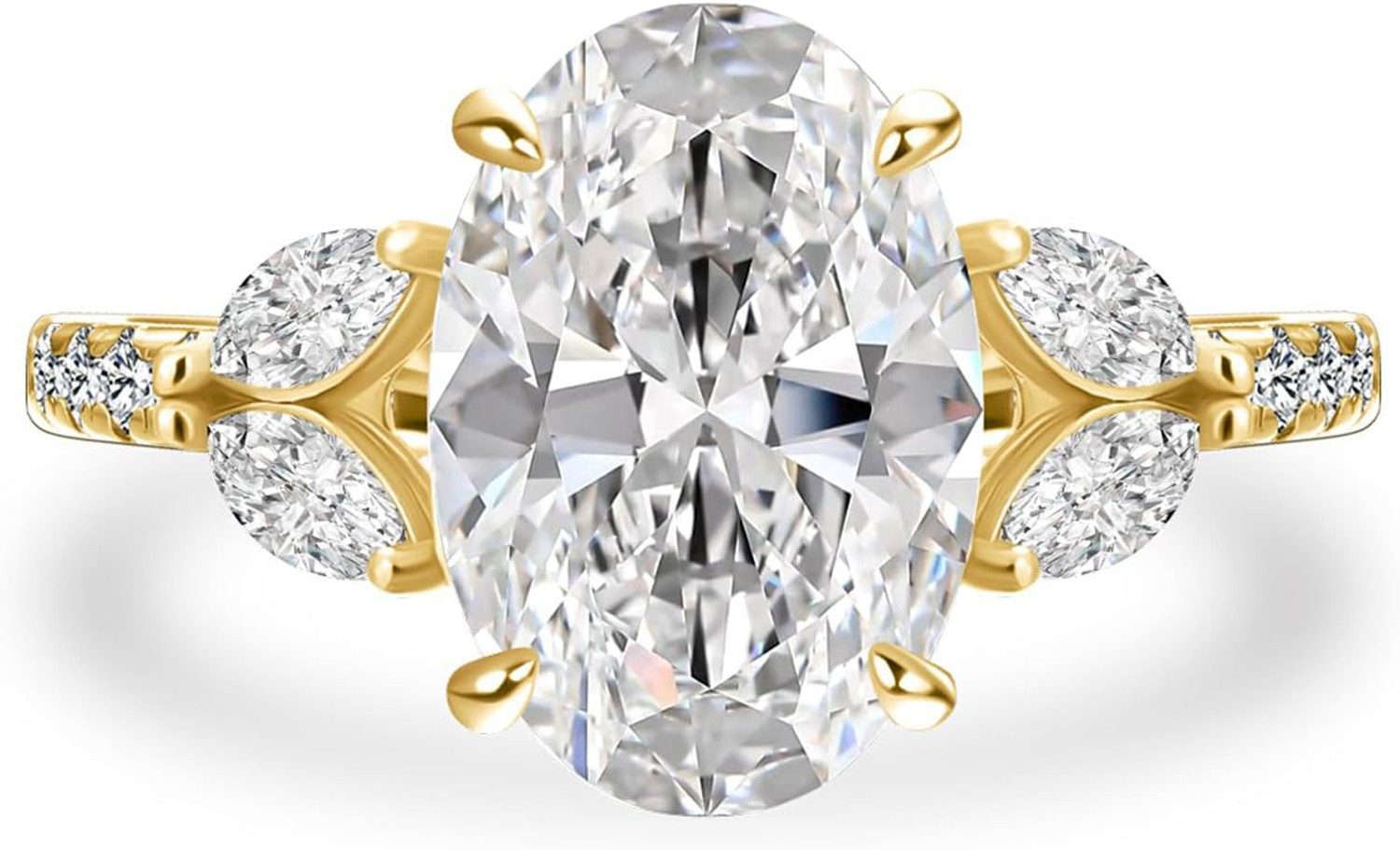 Diamantring 585 Goldring für Damen,3 ct Diamantring, Verlobungsring,ovaler Diamant