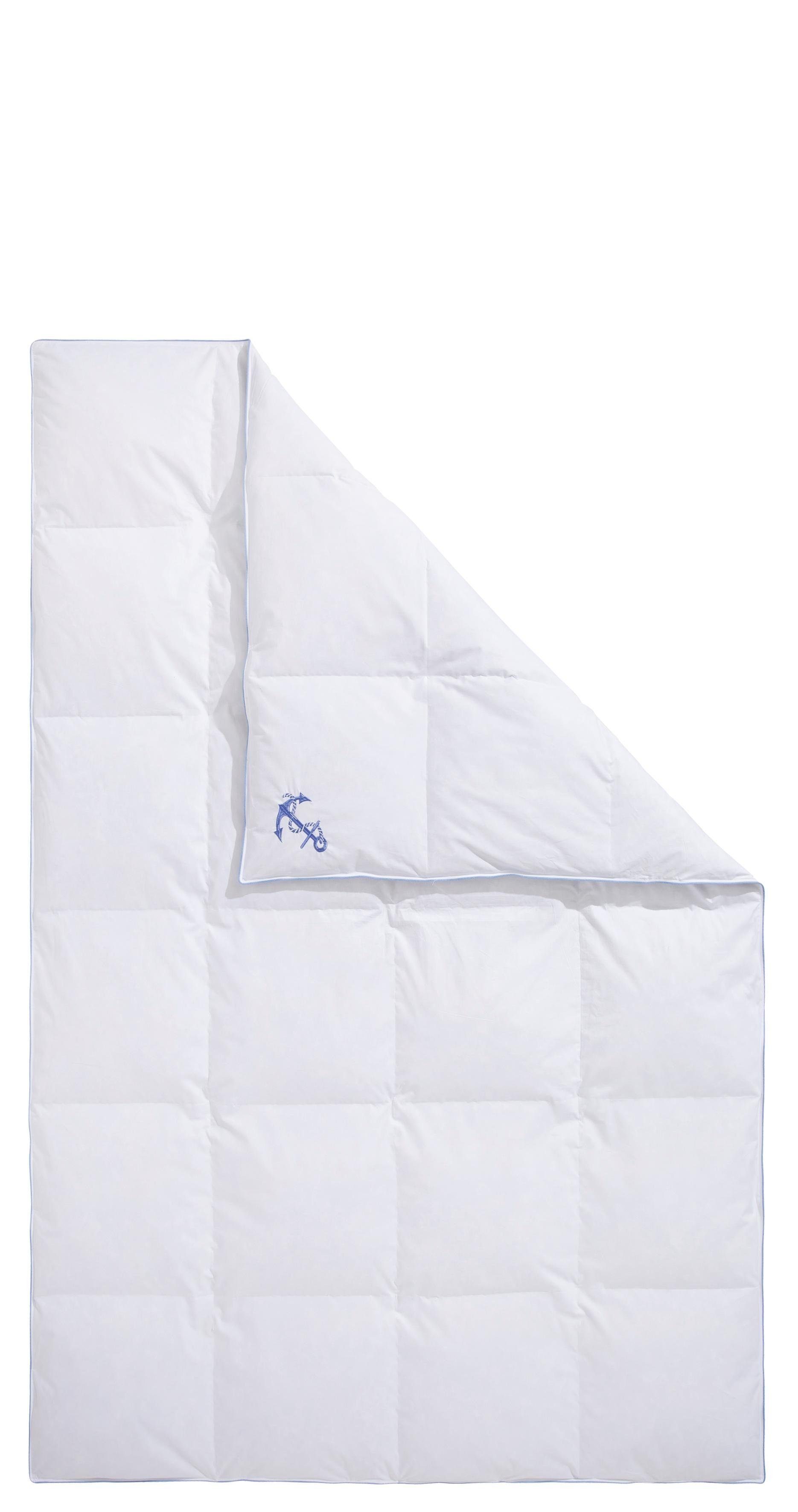 RIBECO Federbettdecke Anker, Füllung: Federn & Daunen, Bezug: 100% Baumwolle, mit aufwendiger Anker-Stickerei