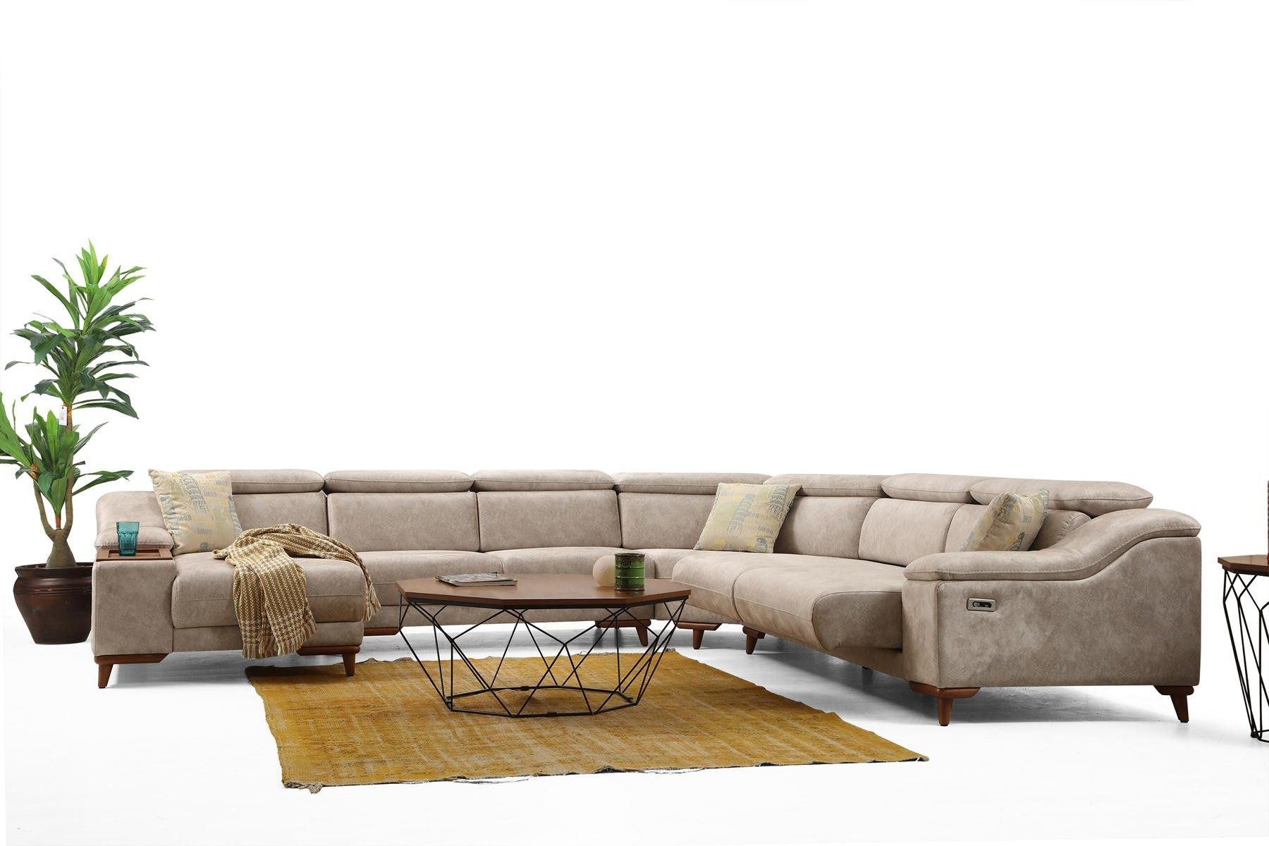 JVmoebel Wohnlandschaft U-förmige Wohnlandschaft mit Bluetooth-Soundsystem und USB-Anschlüssen, Made in Europa