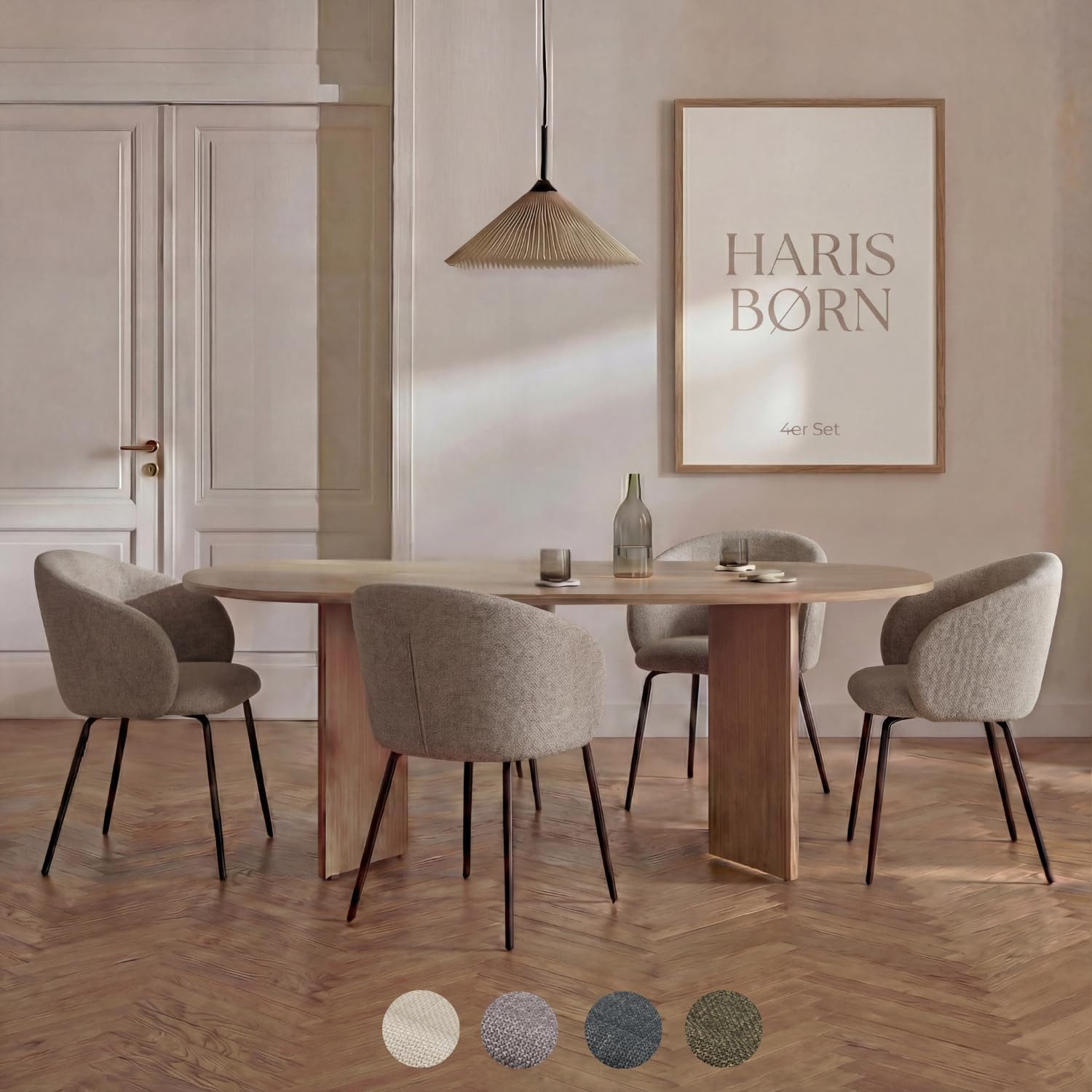 Haris Børn Esszimmerstuhl NØR (versch. Farben) - Bequeme Polster Esszimmerstühle mit Armlehne (Set, 4 St), Premium Esstisch Stühle & Wohnzimmerstühle - Moderne Stühle Esszimmer
