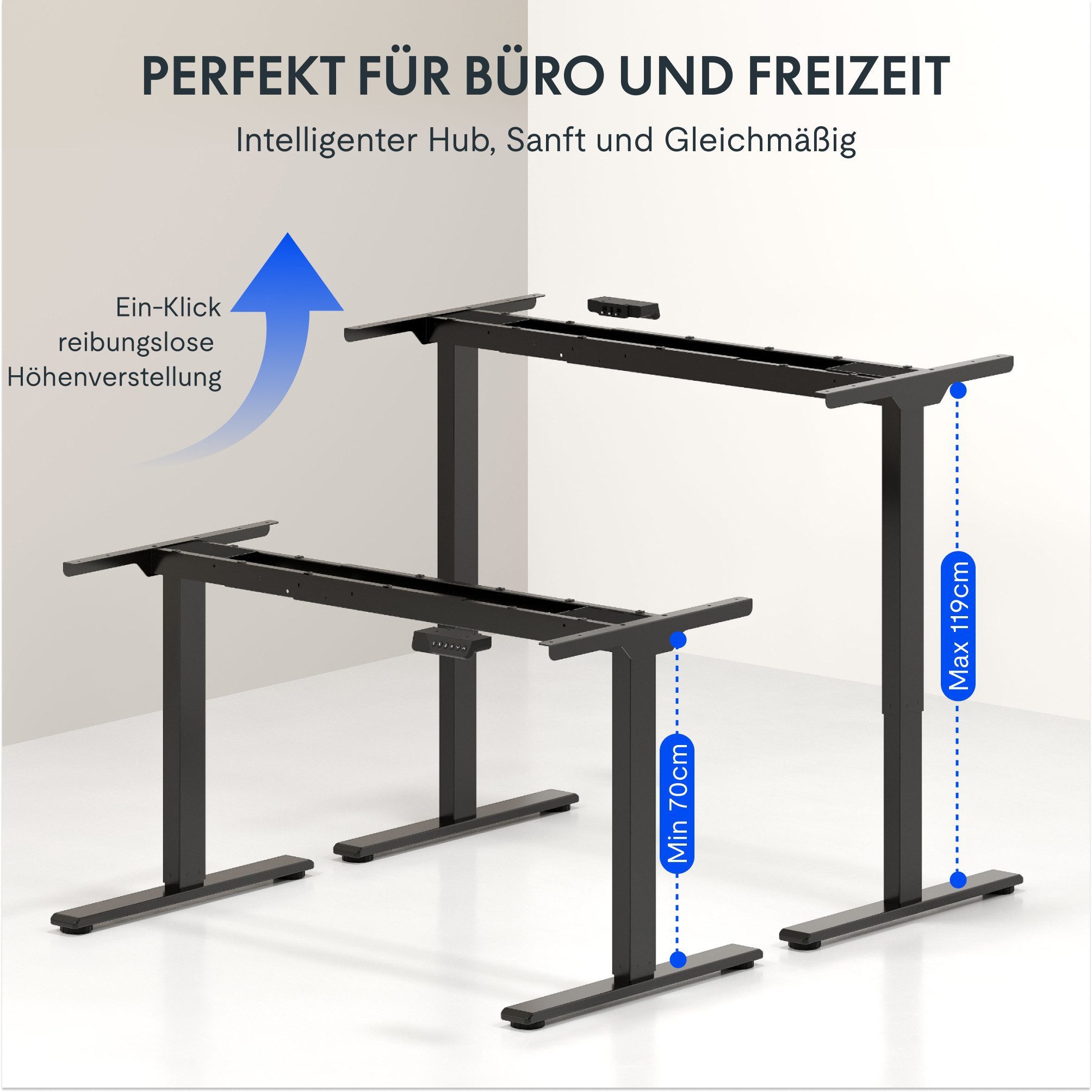 FLEXISPOT Schreibtisch höhenverstellbares Tischgestell inkl. praktischem Zubehör-Set (Dual-Motor & 2-Fach-Teleskop, ohne Tischplatte), Einfache Bedienung, Anti-Kollisionssystem, Max. Load: 100KG