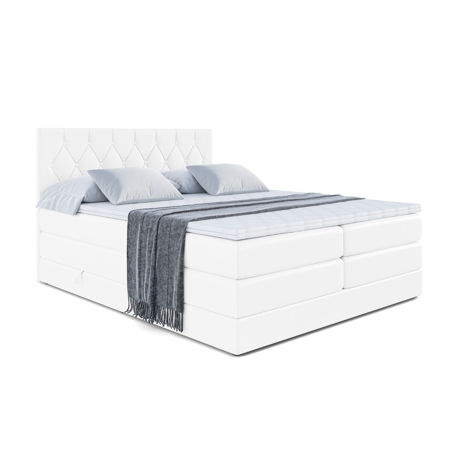 ALTDECOR Boxspringbett VELANTO-BZ KING (mit Matratze und Lattenrost Topper Polsterbett mit Bettkasten Boxbett), H4 Multipocket, H3 Bonellfederung, Doppelbett Springboxbett
