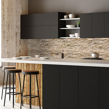 wandmotiv24 Küchenrückwand Asia Stone Natur, (1-tlg), Premium Hartschaum Nischenrückwand in versch. Größen