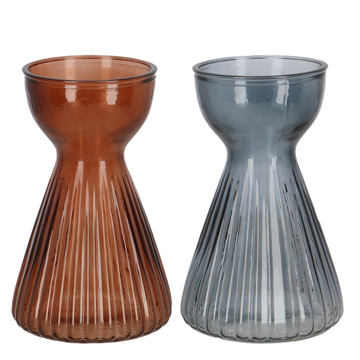 Rivanto Tischvase, Zwiebelvase geriffelt für Amaryllisen Ø12 x 20 cm Retro Vase