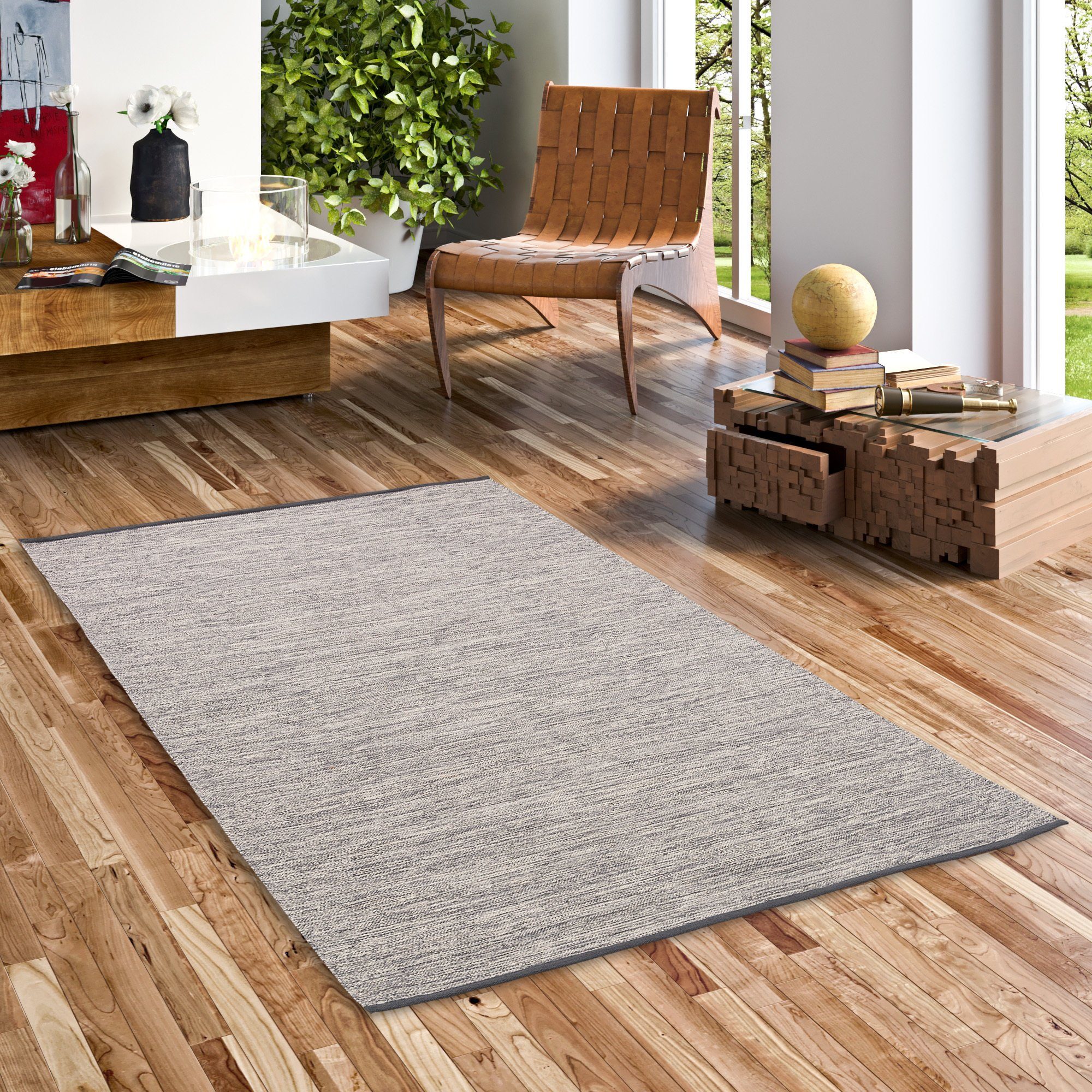 Pergamon Wollteppich Baumwolle Natur Kelim Teppich Easy Meliert, Rechteckig günstig online kaufen
