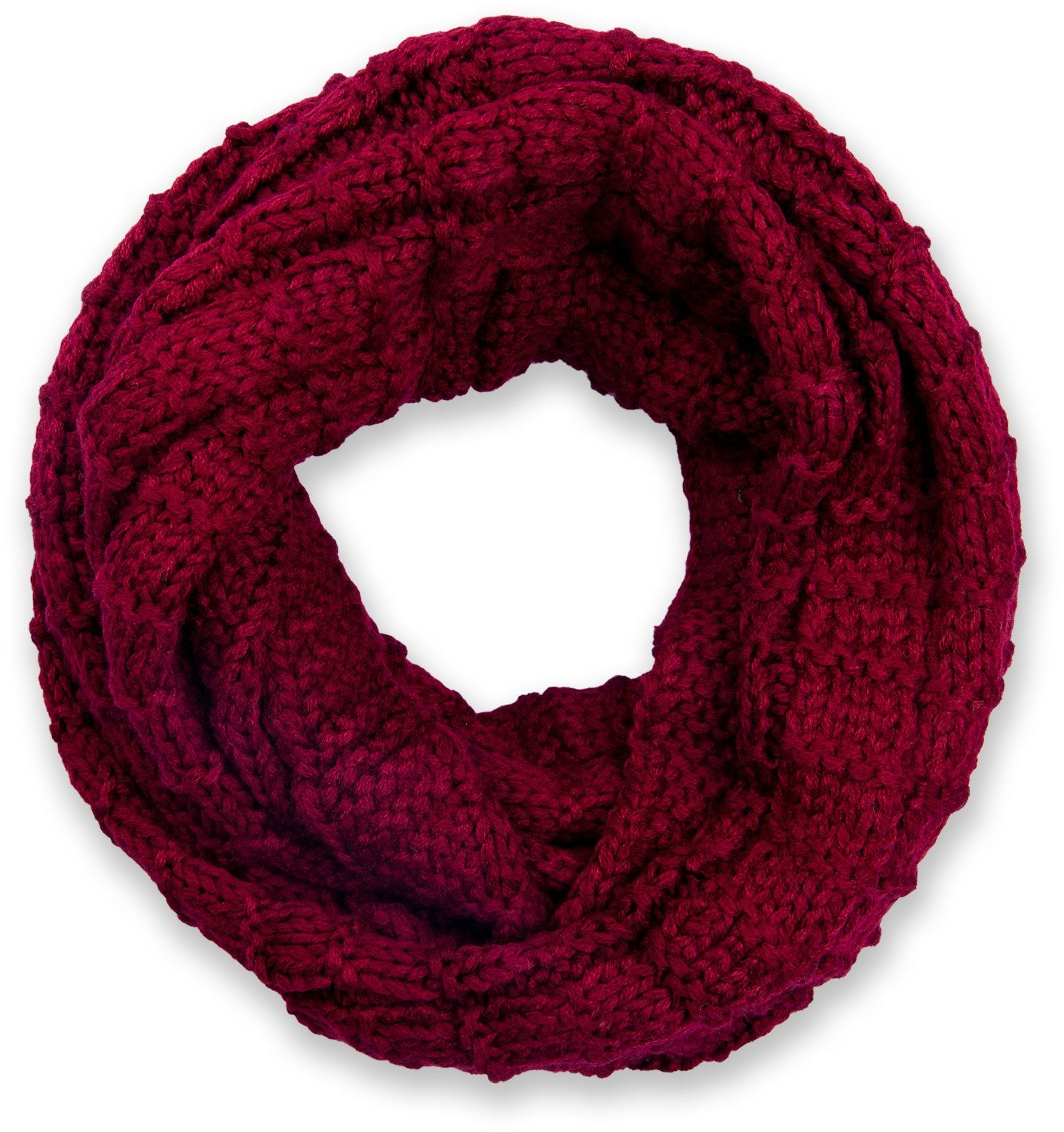 styleBREAKER Strickschal, (1-St), Strick Loop mit Karomuster Bordeaux-Rot