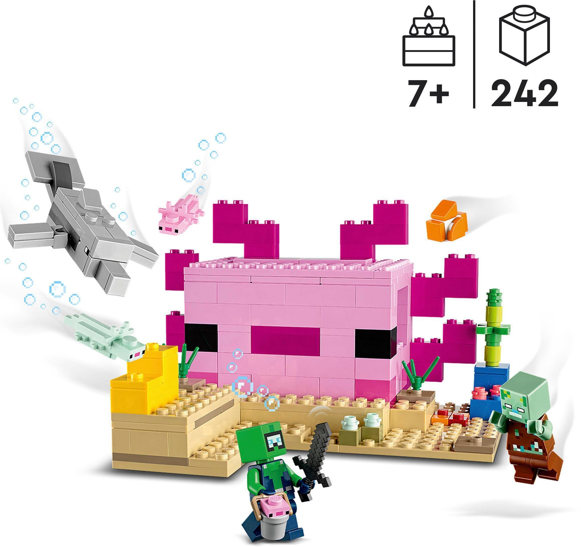 LEGO® Konstruktionsspielsteine Das Axolotl-Haus Made LEGO® in Europe (242 St), Minecraft, (21247)