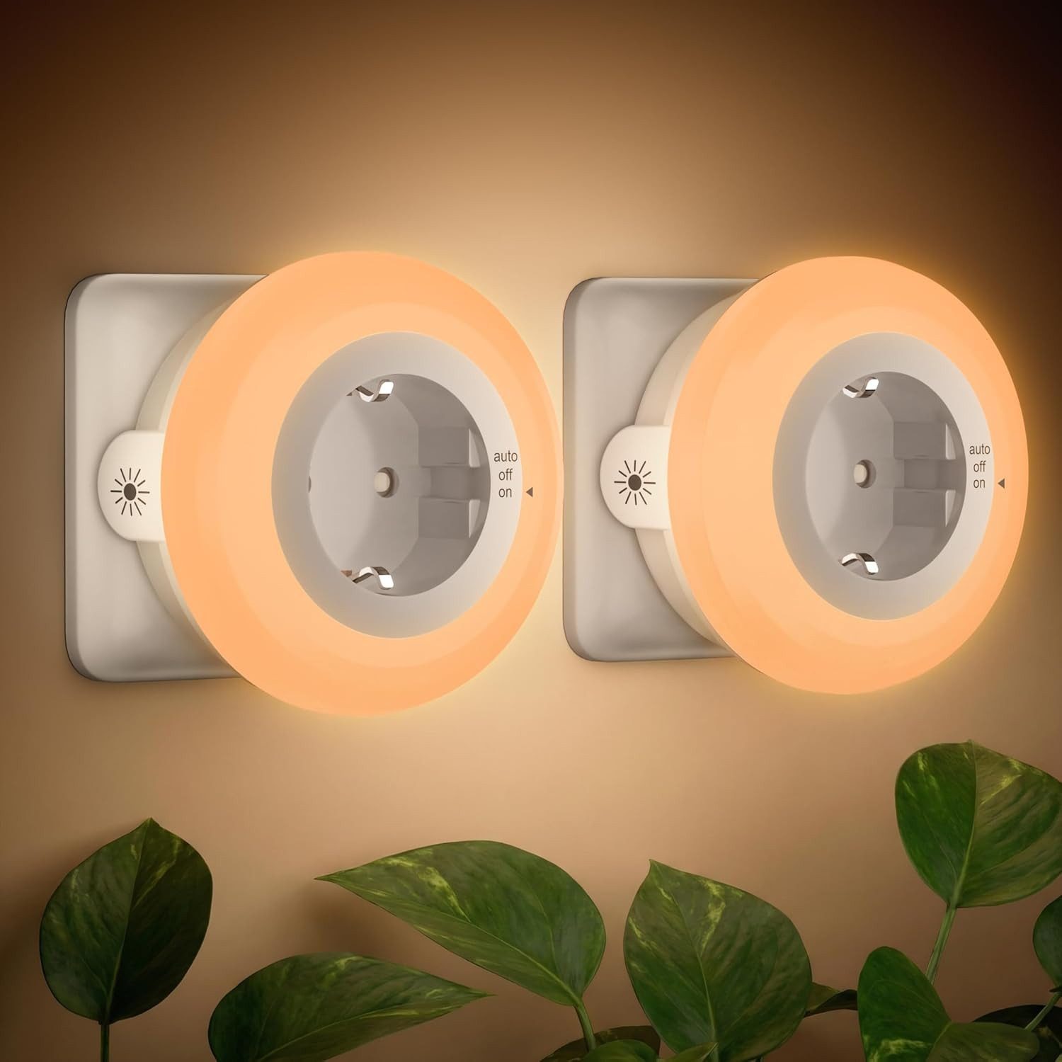 FELIXLEO LED Nachtlicht 2 Stück LED Dimmbare Nachtlicht Steckdose mit Dämmerungssensor