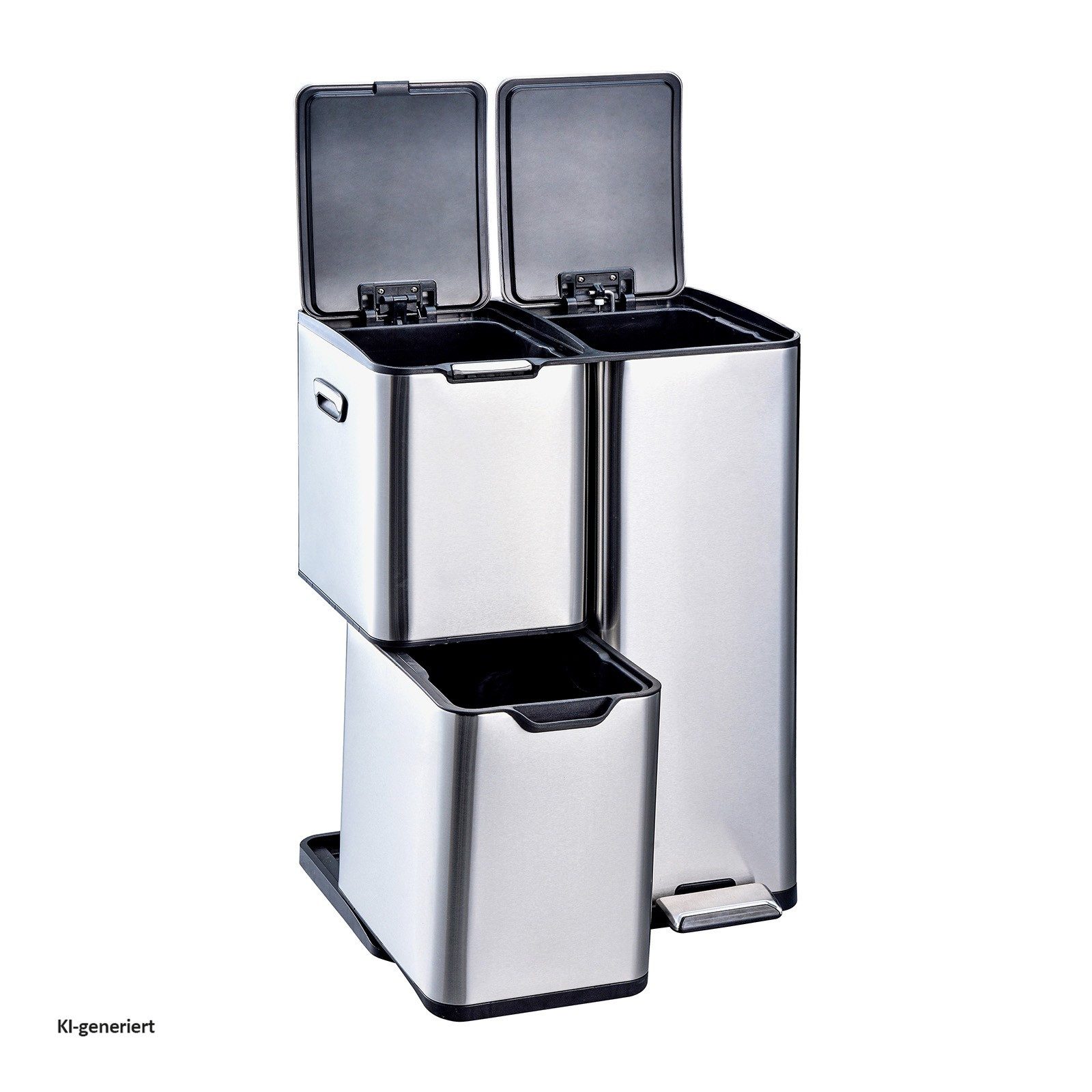 HTI-Living Mülleimer Abfalleimer Mülltrennsystem mit 3 Behältern, Mülleimer 60 Liter – Bild 3 von 4
