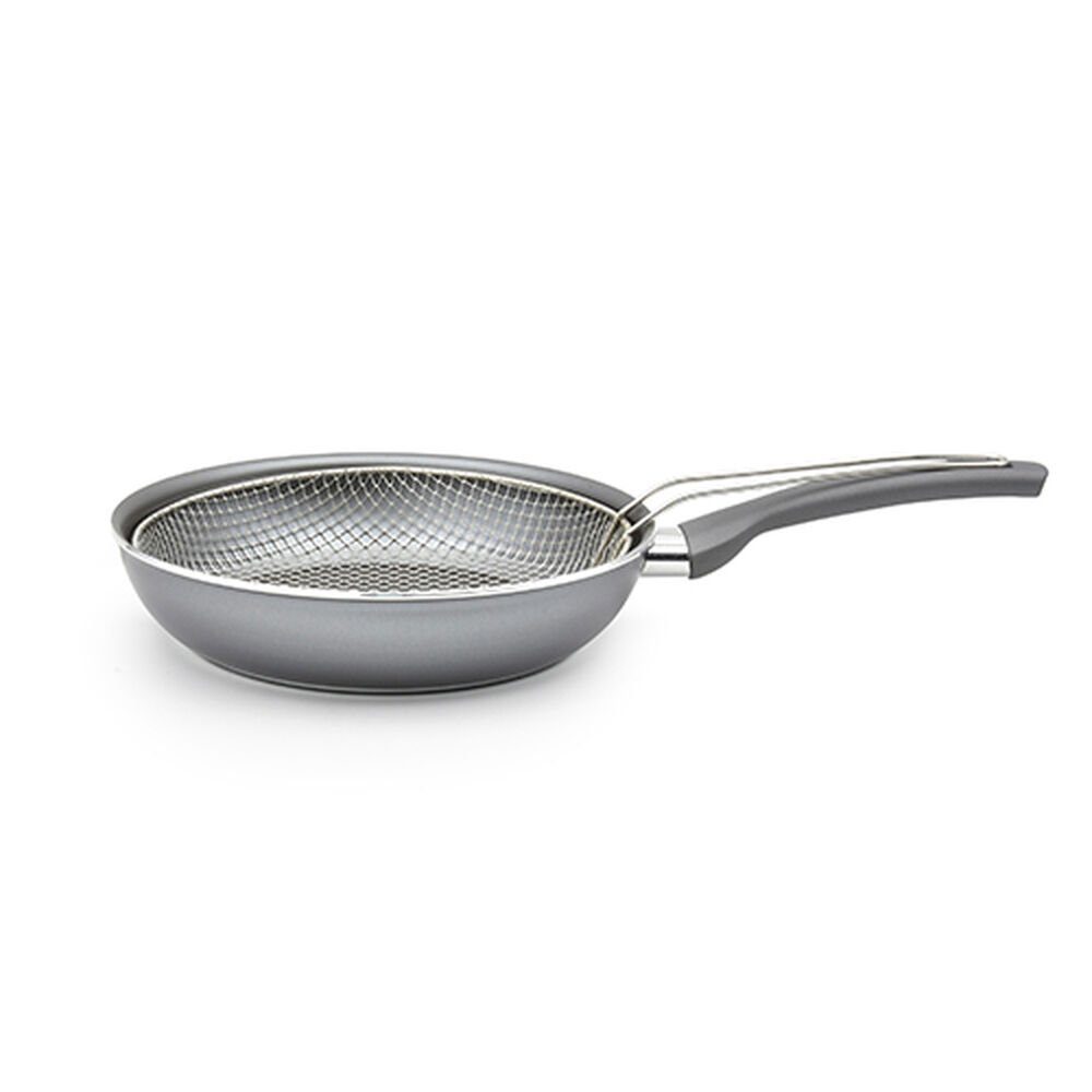 Bigbuy Bratpfanne Bra Frittierpfanne Öl Fritteusetpfanne mit Korb Ø 24 cm Aluminium