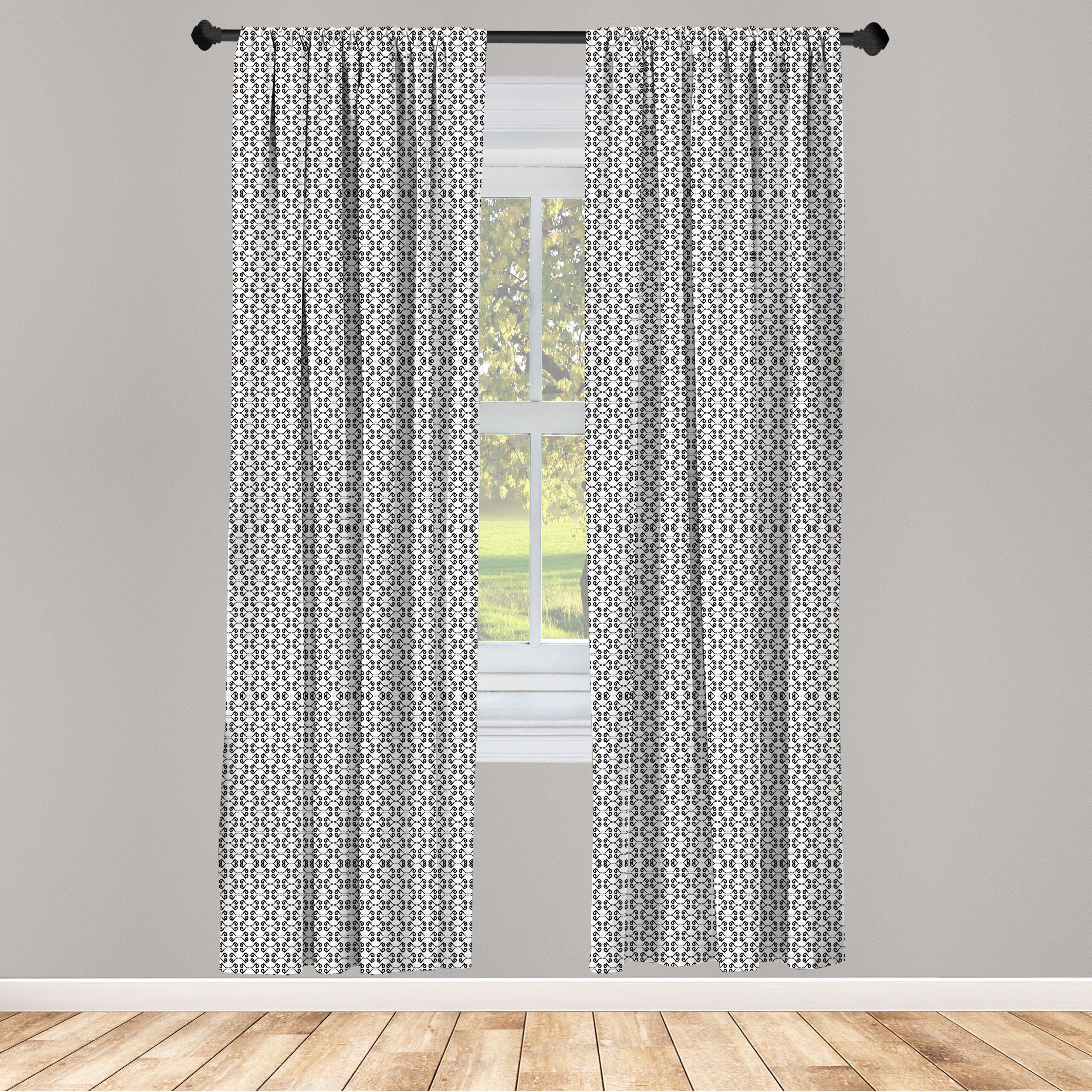 Gardine Vorhang für Wohnzimmer Schlafzimmer Dekor, Abakuhaus, Microfaser, Ethnisch Ornamental wirbelt mit Curls