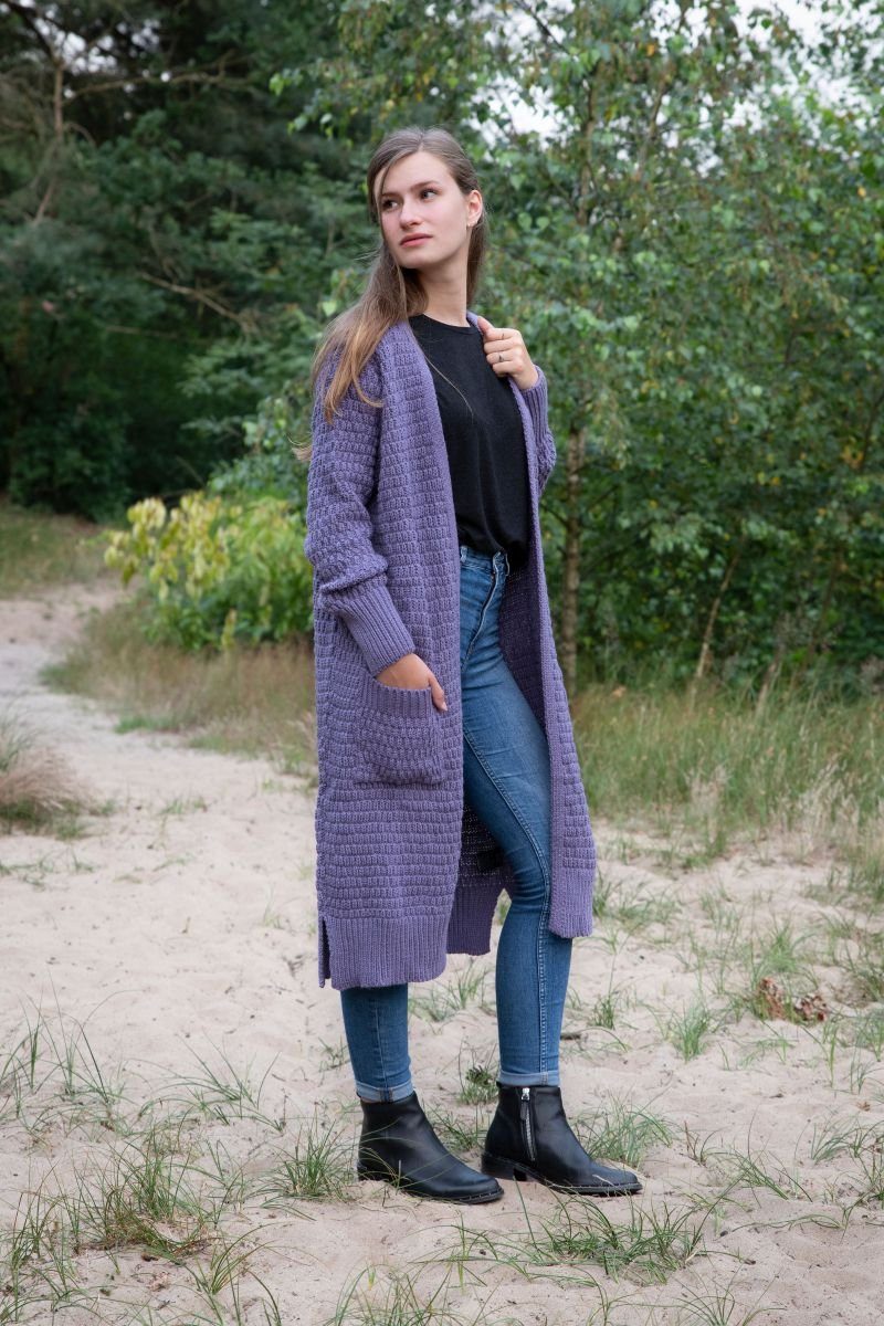 modern Factory Knit Strickartikel Anthrazit Strickjacke Strickware (1-tlg) Jaida Strickjacken Strickmode Glatt 40/42