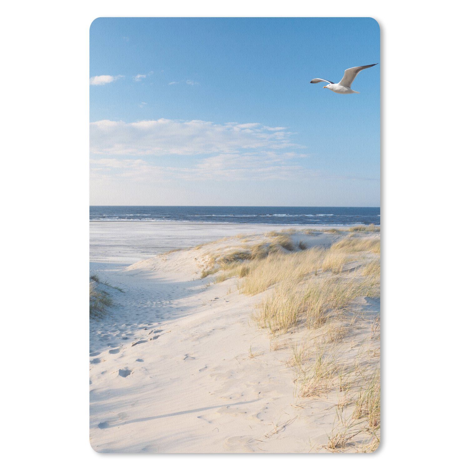 MuchoWow Mauspad Düne - Möwe - Strand - Meer - Sonne (1-St), Maus Pad Klein, Gaming Zubehör, Büro Deko, 18x27 cm