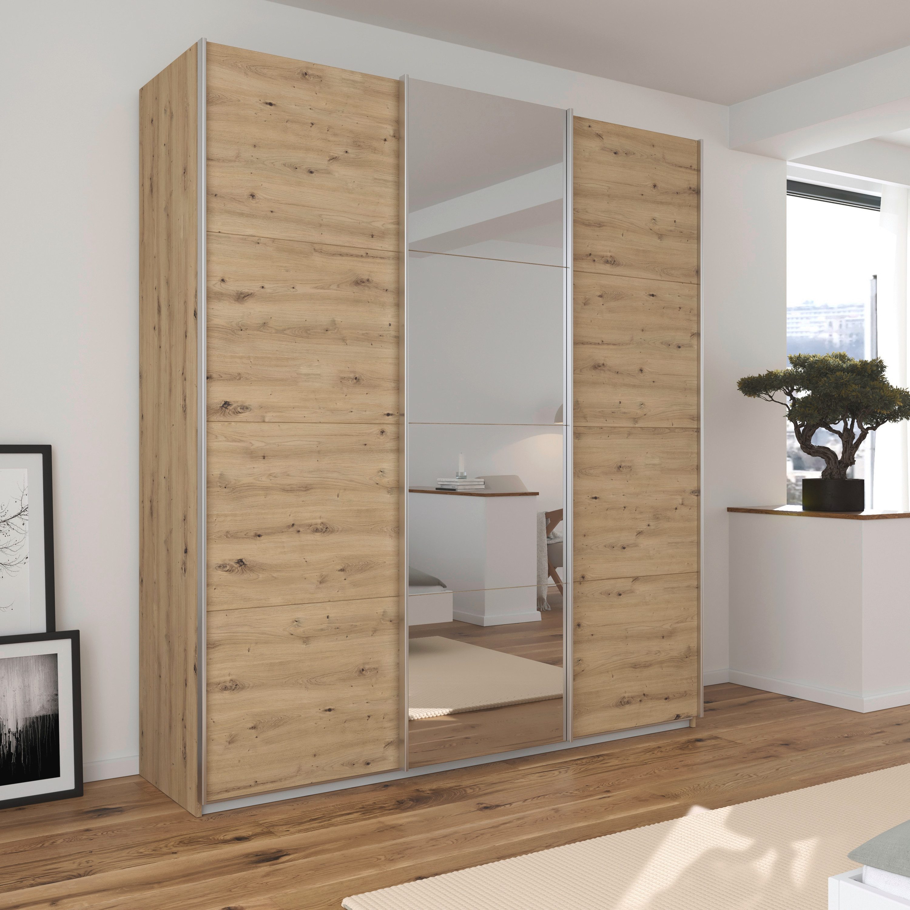OTTO home Schwebetürenschrank Kleiderschrank Schrank Schlafzimmerschrank Garderobe AGORDO (Breiten 203/271/315/360 cm in drei Griff-Farben - NEU: Farbe SCHWARZ) Top Innenausstattung, in 4 Breiten und 2 Höhen MADE IN GERMANY