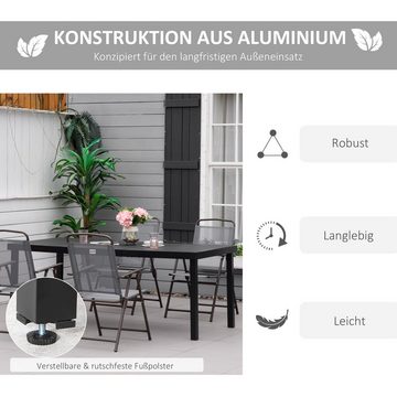 Outsunny Gartentisch Aluminiumtisch Gartenmöbel für 8 Personen (Esstisch, 1-St., Balkontisch), Loungemöbel pflegeleicht Kunststoff 190 x 90 x 74 cm