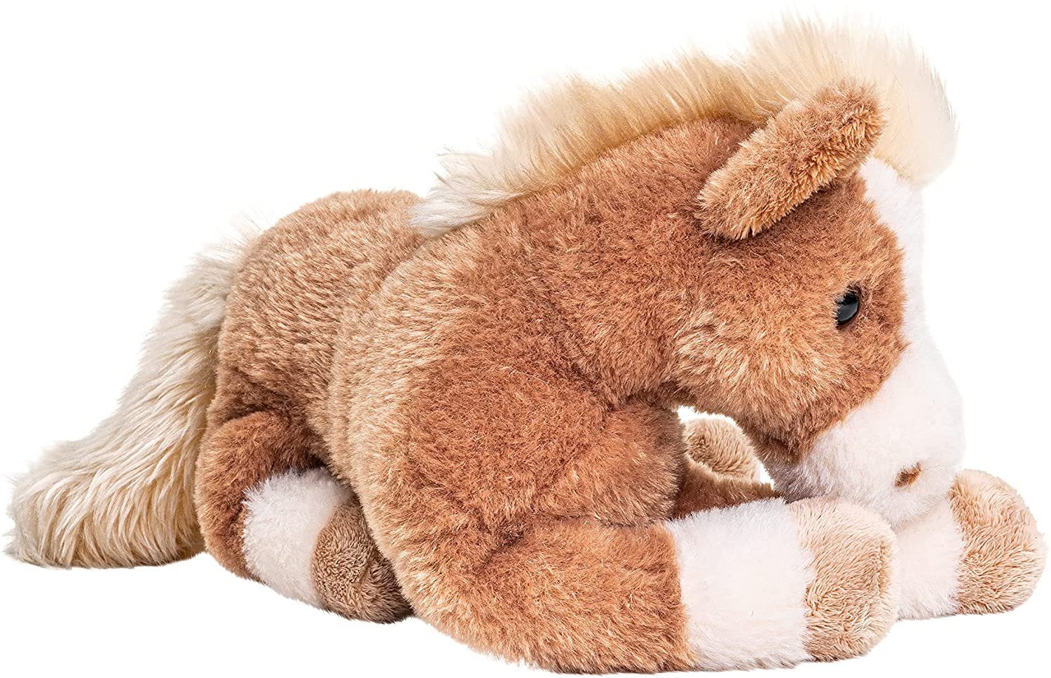 Uni-Toys Kuscheltier Pferd, liegend - hellbraun o. dunkelbraun - 28 cm - Plüsch, Plüschtier, zu 100 % recyceltes Füllmaterial