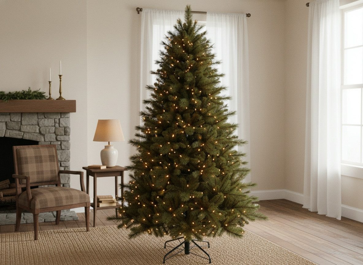 Home Feeling Künstlicher Weihnachtsbaum Königskiefer 210 cm –naturgetreu & stabil mit Metallständer