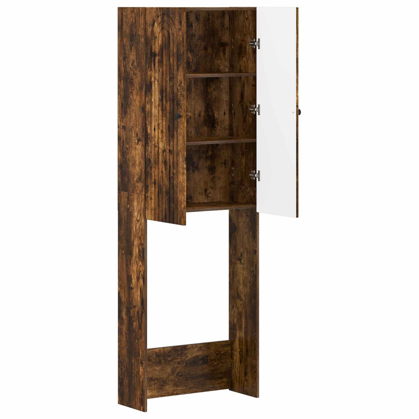 vidaXL Badezimmerspiegelschrank Toilettenschrank ALKMAAR Raucheiche 66 x 25,5 x 190 cm